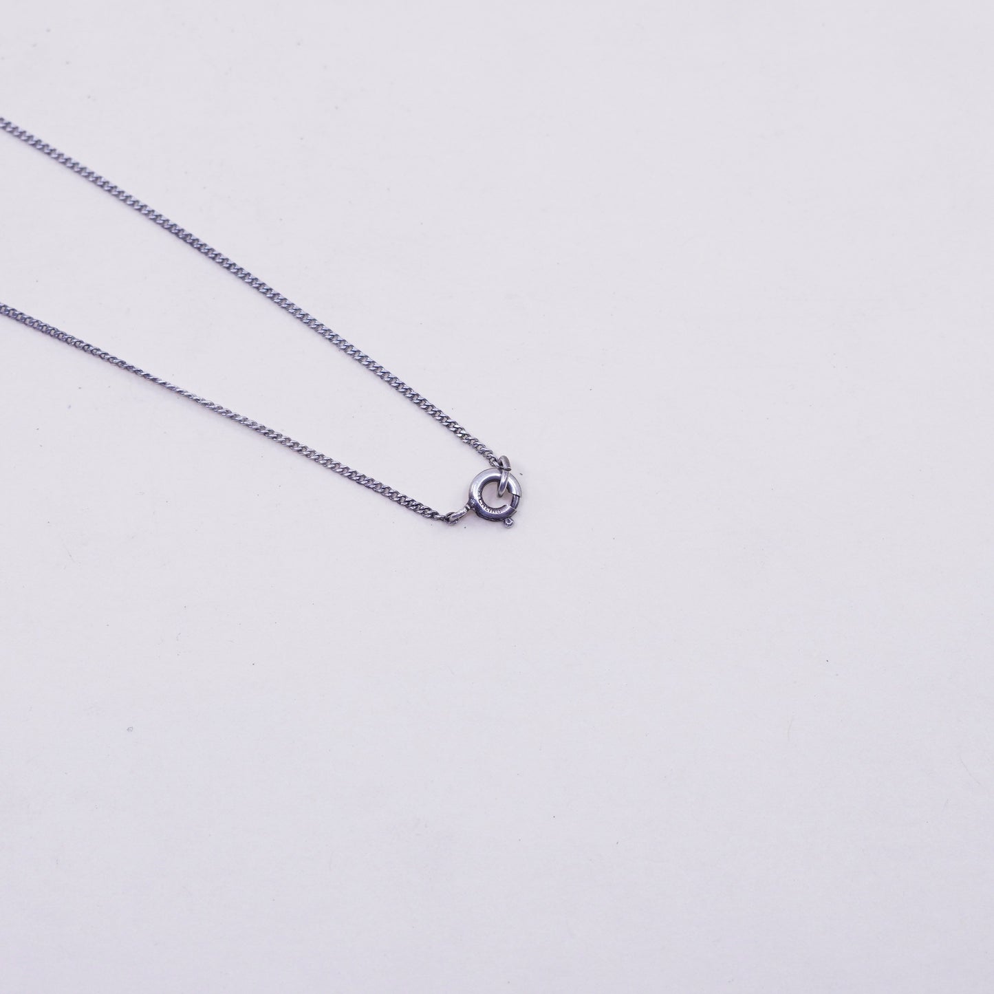 18”, 1mm, italy sterling silver handmade necklace, 925 curb chain, stamped Sterling