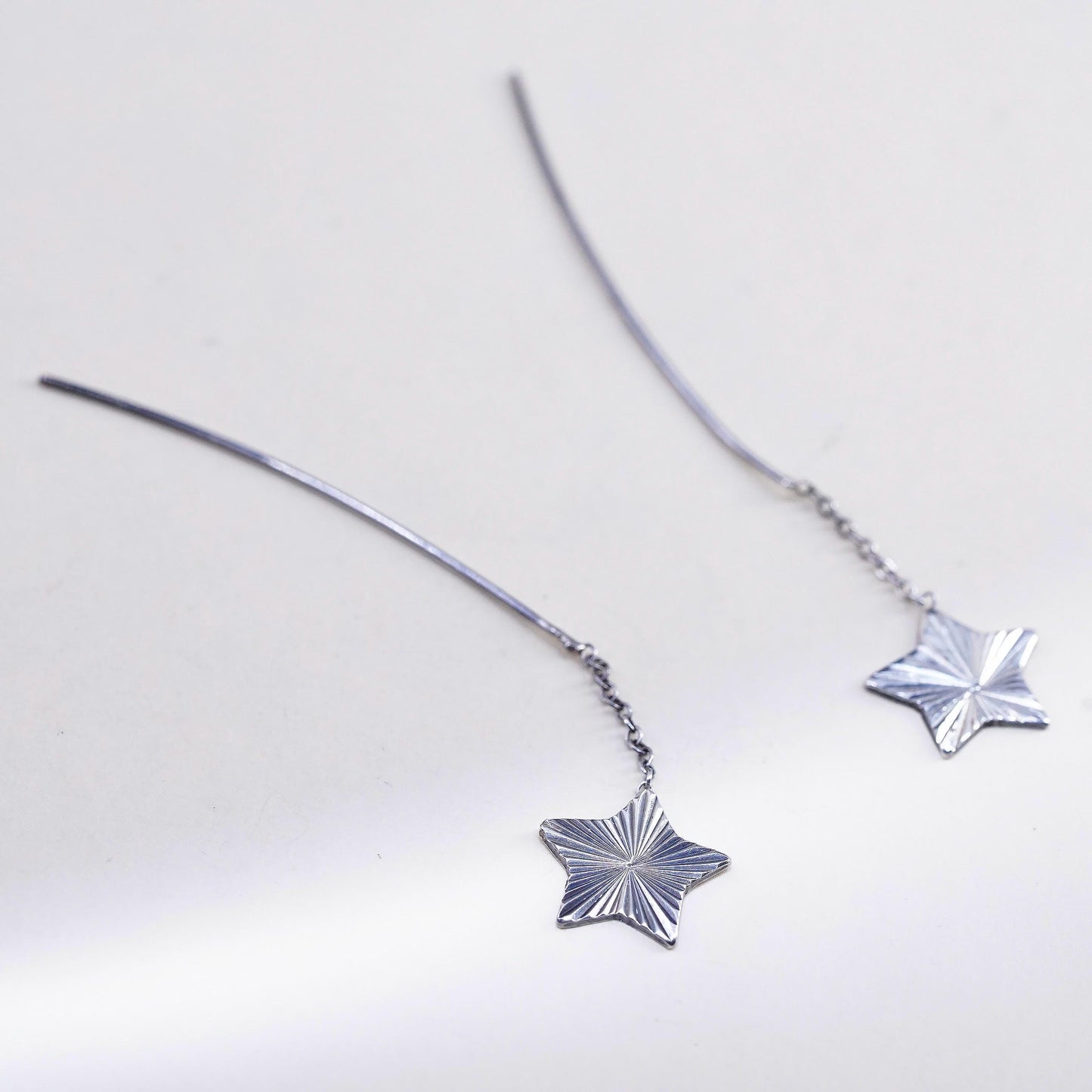 Vintage Sterling 925 silver handmade diamond cut star earrings