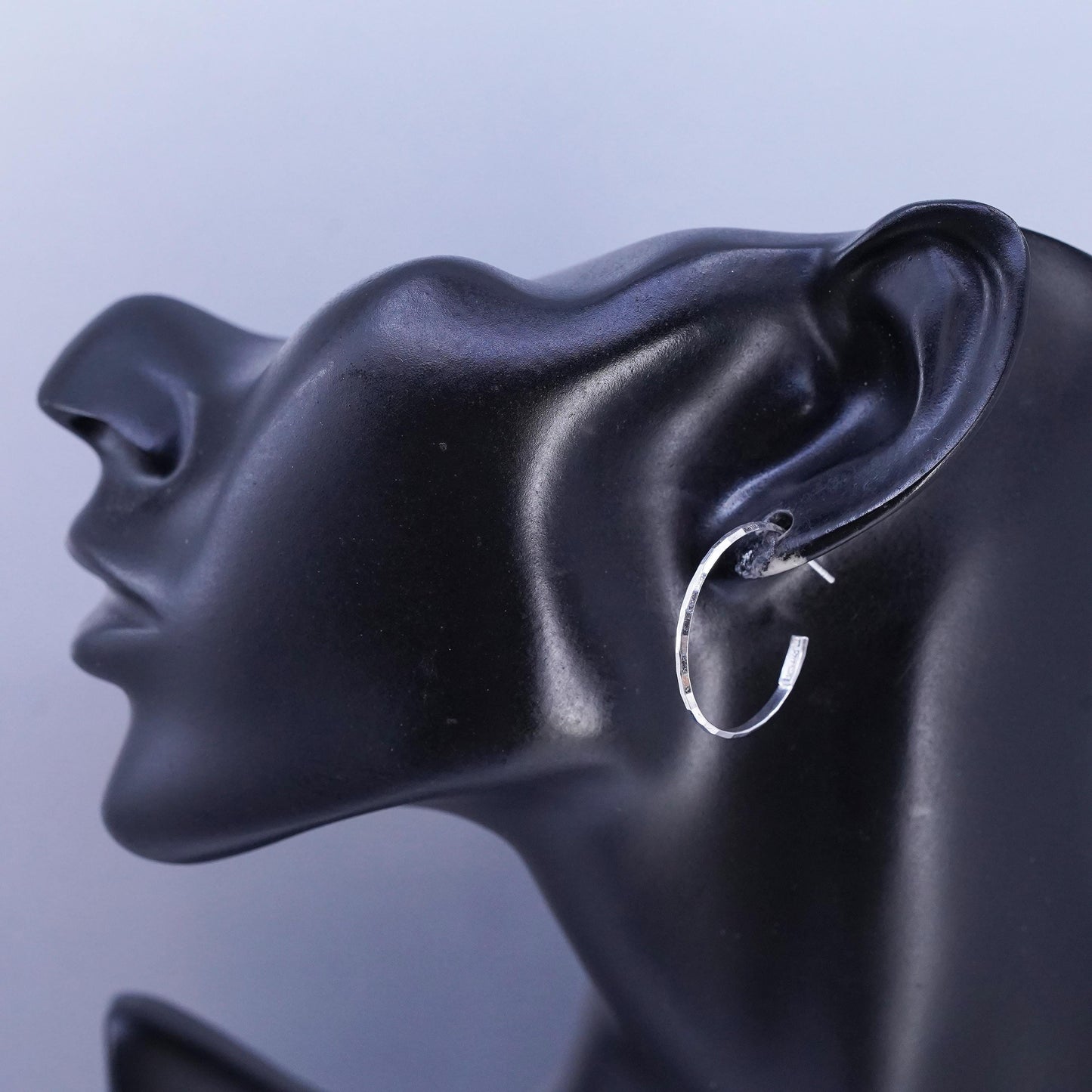 1", Vintage 925 Sterling Silver Handmade Hoop Earrings, 925 Studs huggie