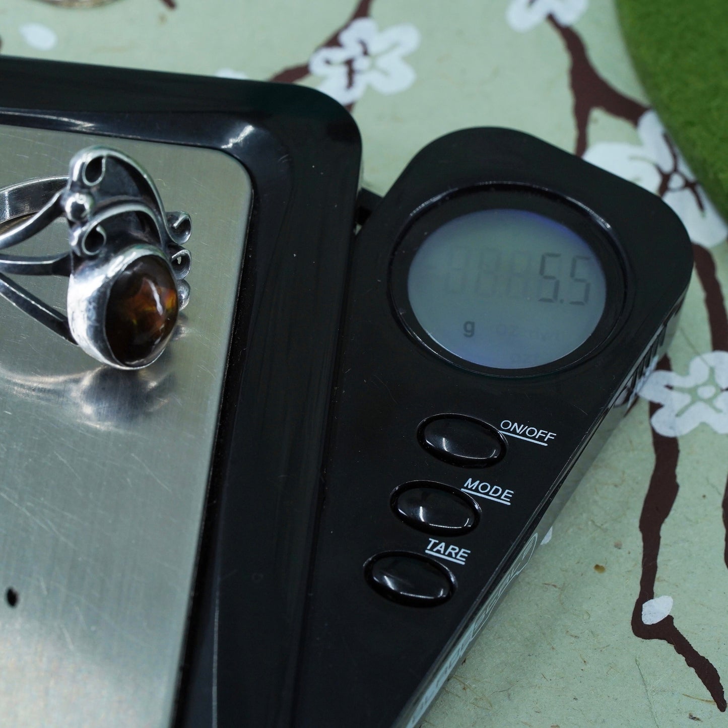 Size 5, vintage southwestern Sterling 925 silver handmade ring with fire agate