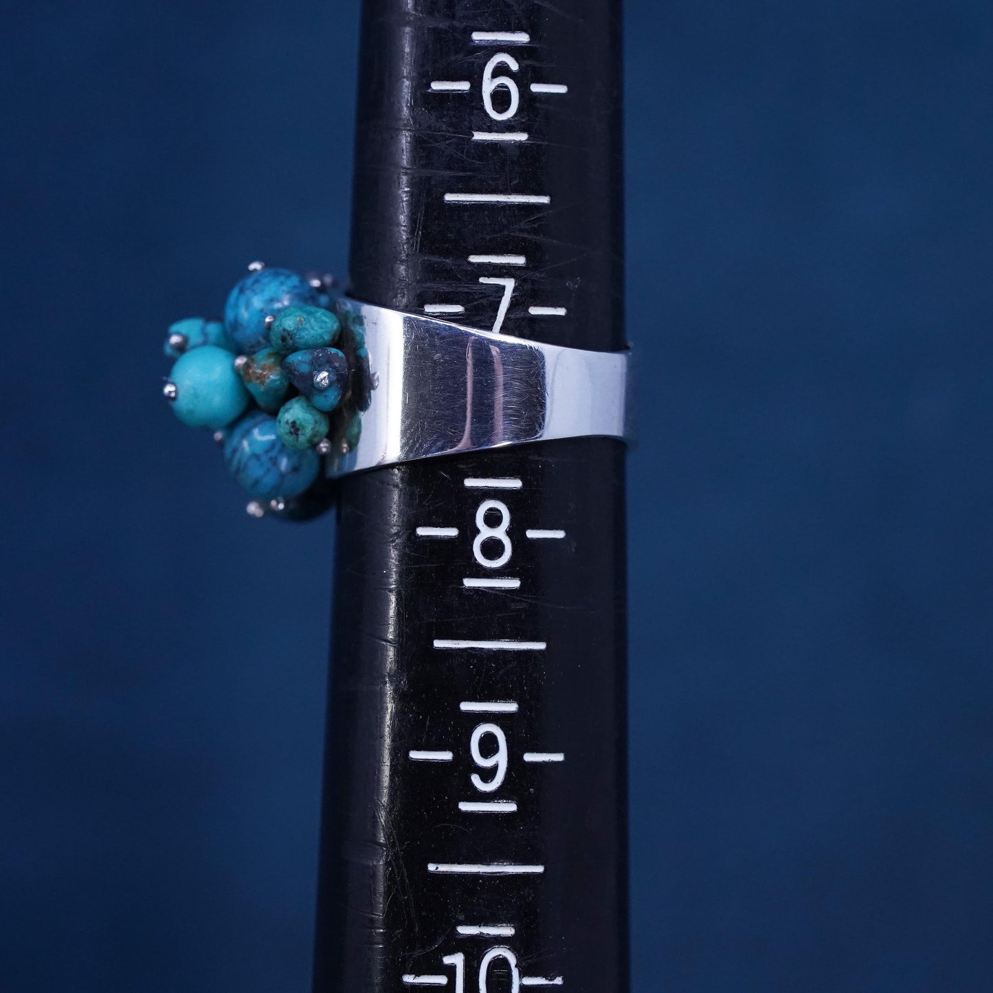 Size 7.25, Sterling 925 silver ring, Native American, southwestern turquoise