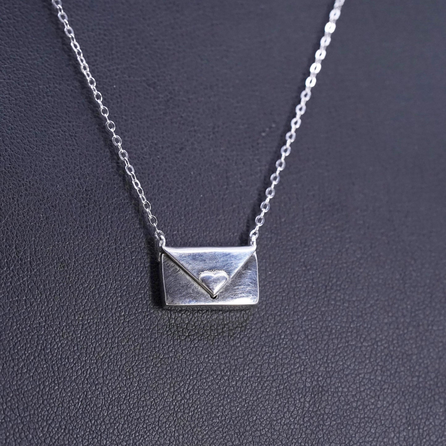 16+2”, Sterling silver necklace, 925 circle chain love letter locket pendant