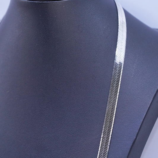 30" , vintage Italian PRex Sterling silver necklace, bold 925 herringbone chain