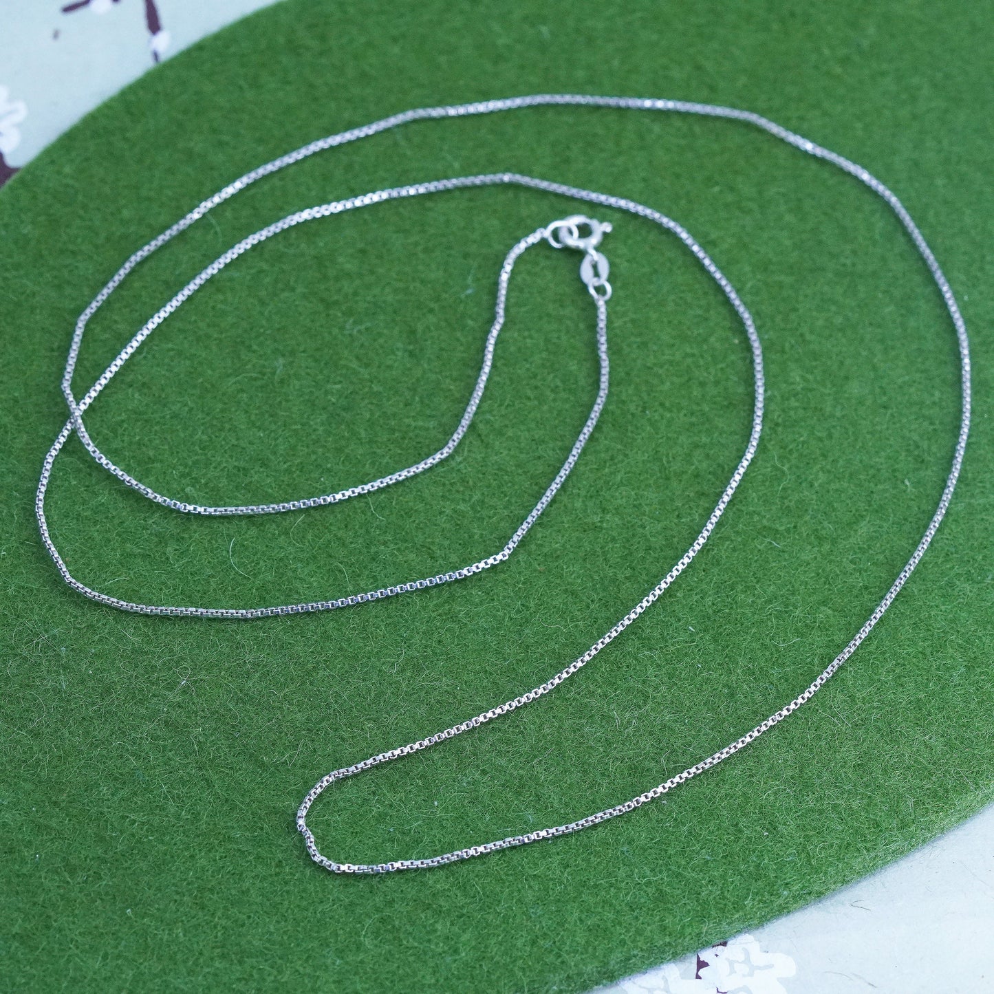 32", 1mm, Vintage sterling silver Italy 925 silver box chain, necklace