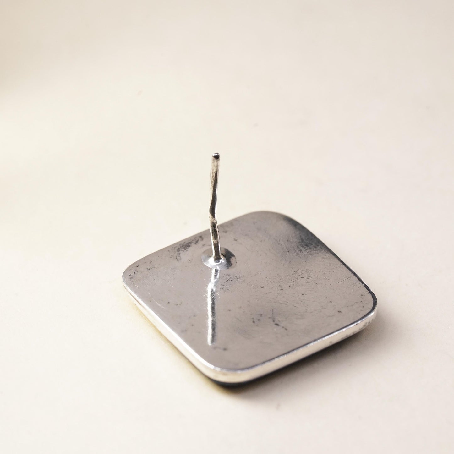 southwestern single earring. Navajo Sterling 925 silver square stud lapis