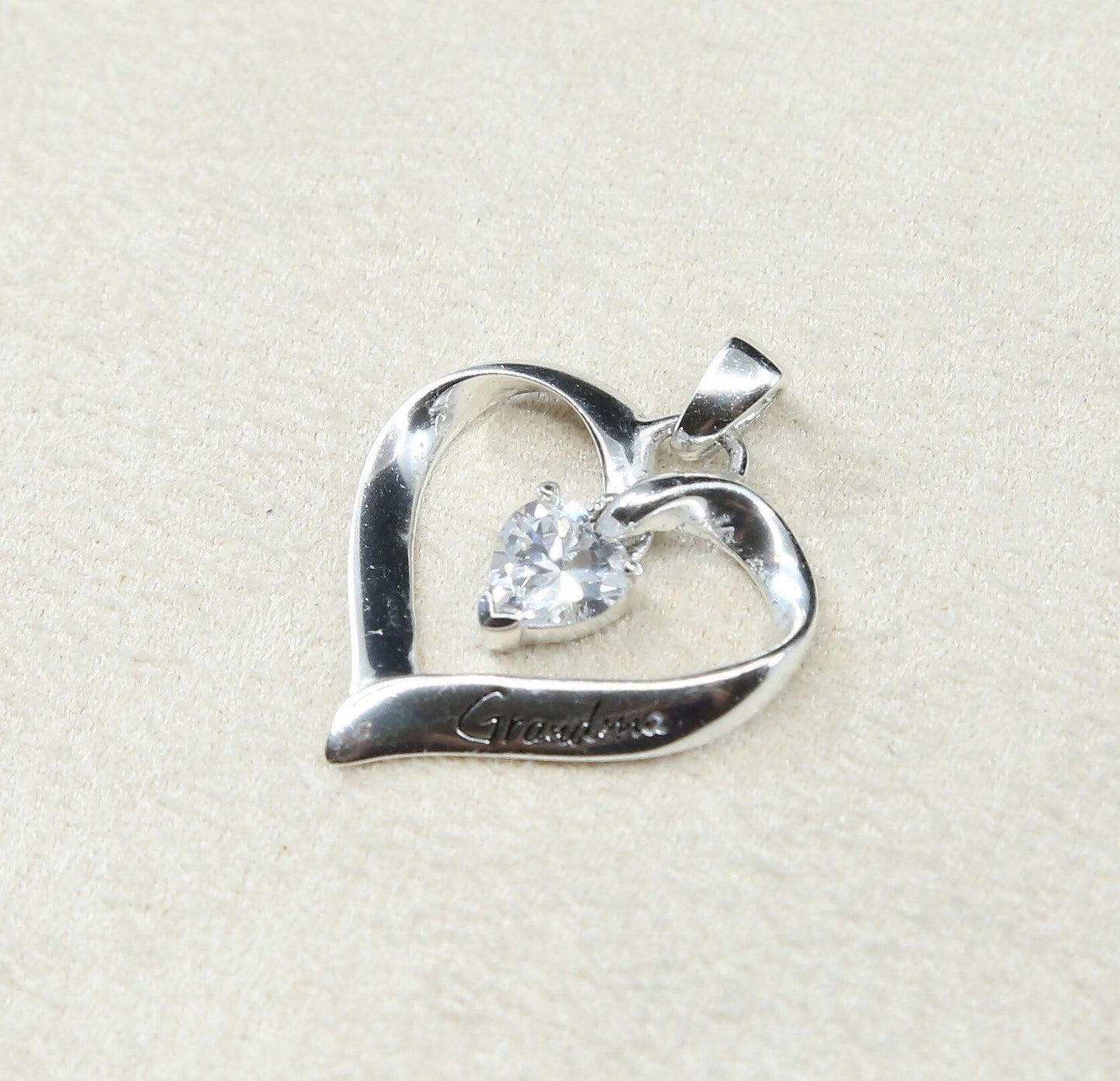 VTG Sterling silver handmade pendant, 925 heart w/ "grandma you are dead"