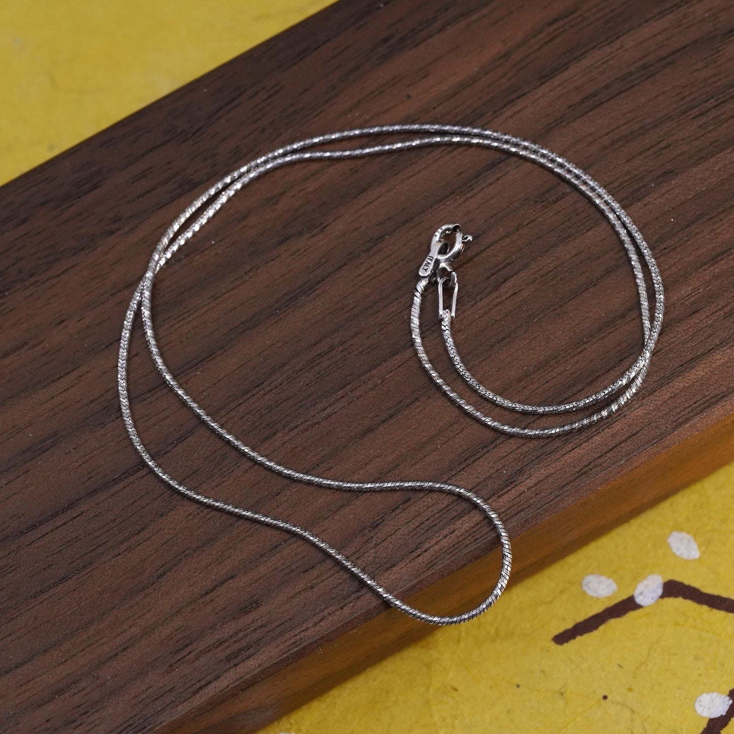 16”, vintage Italian Sterling silver textured snake chain, Italy 925 necklace