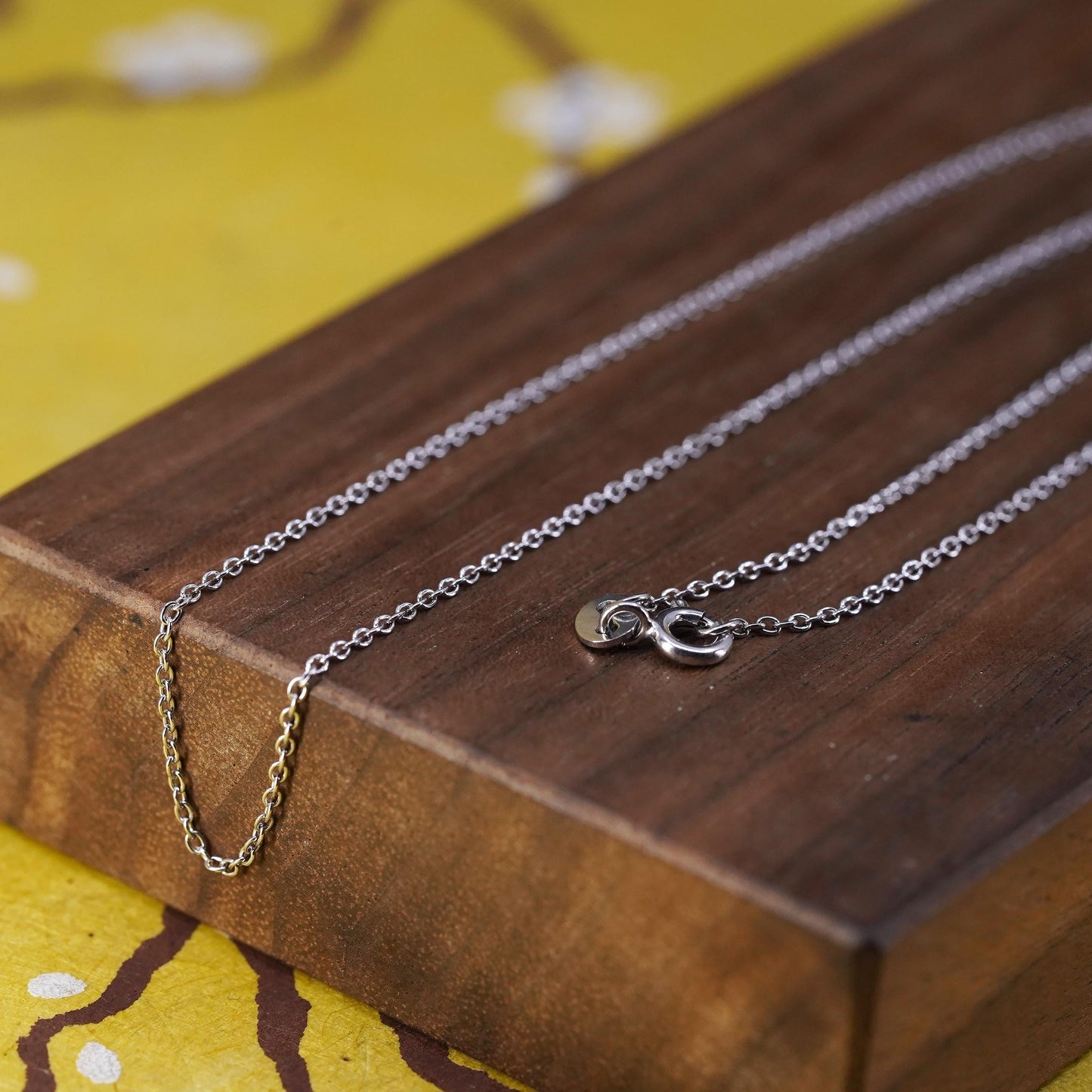 18", 1mm, vintage Sterling silver necklace, Italy 925 circle chain