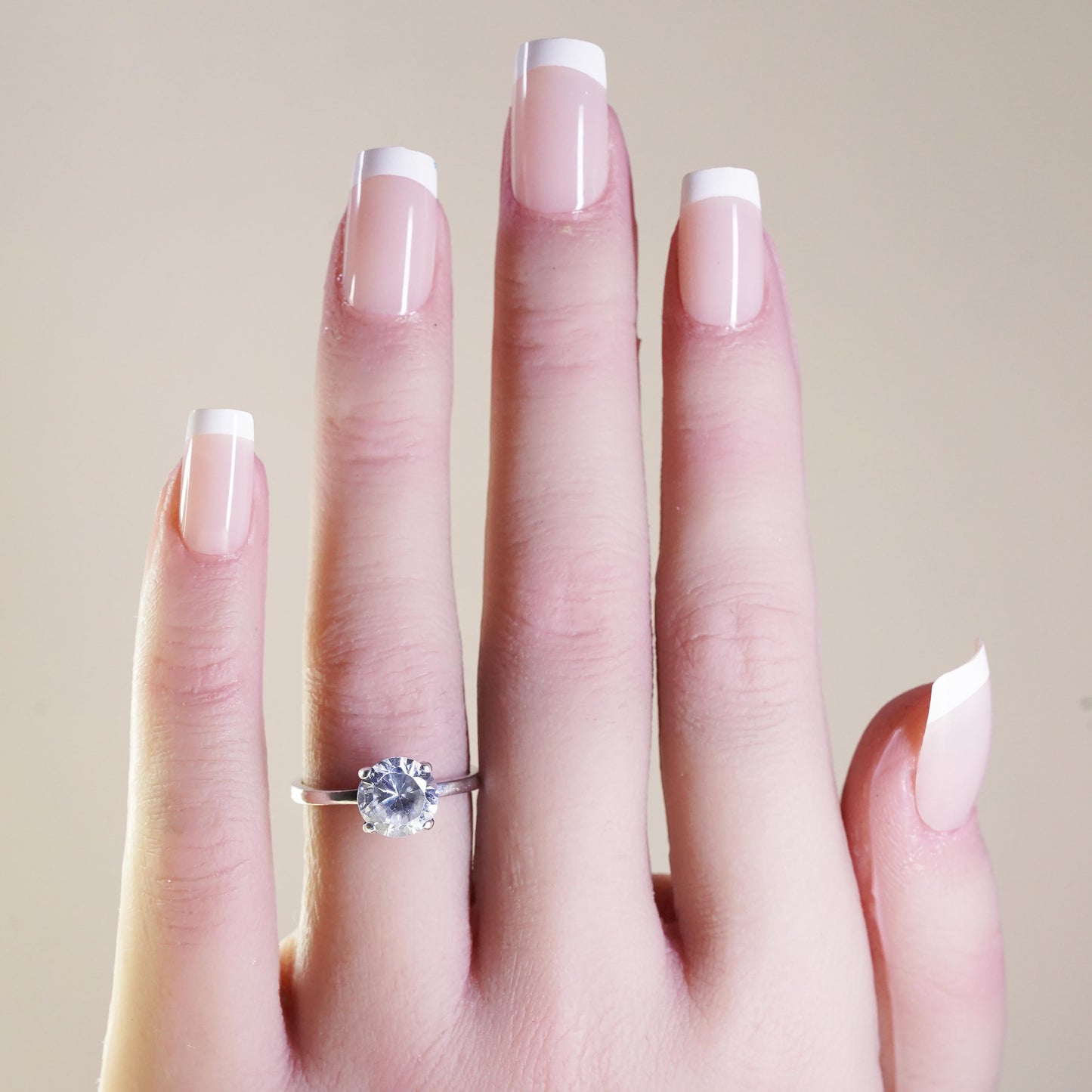 Size 6.5, Vintage handmade sterling 925 silver engagement cz ring