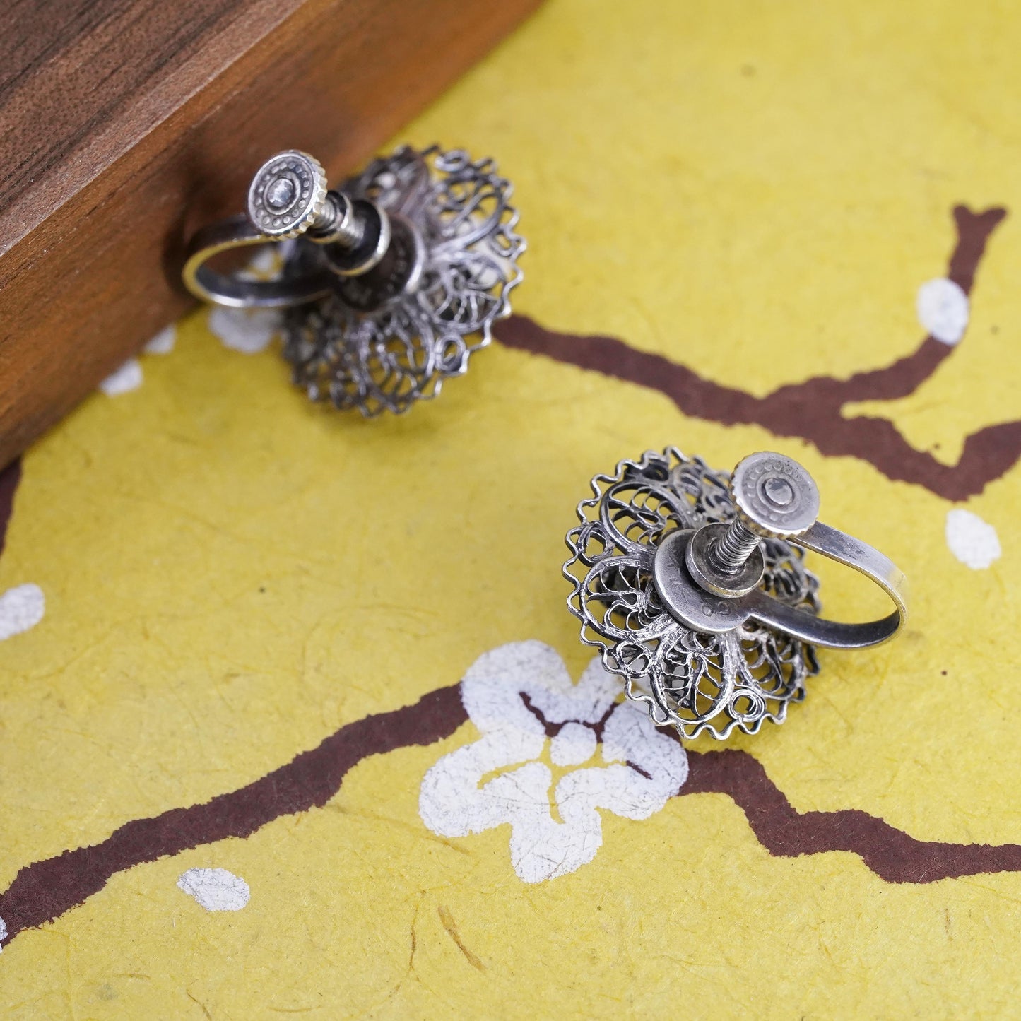 Mexican Sterling silver earrings, southwestern 925 sombrero hat screw back