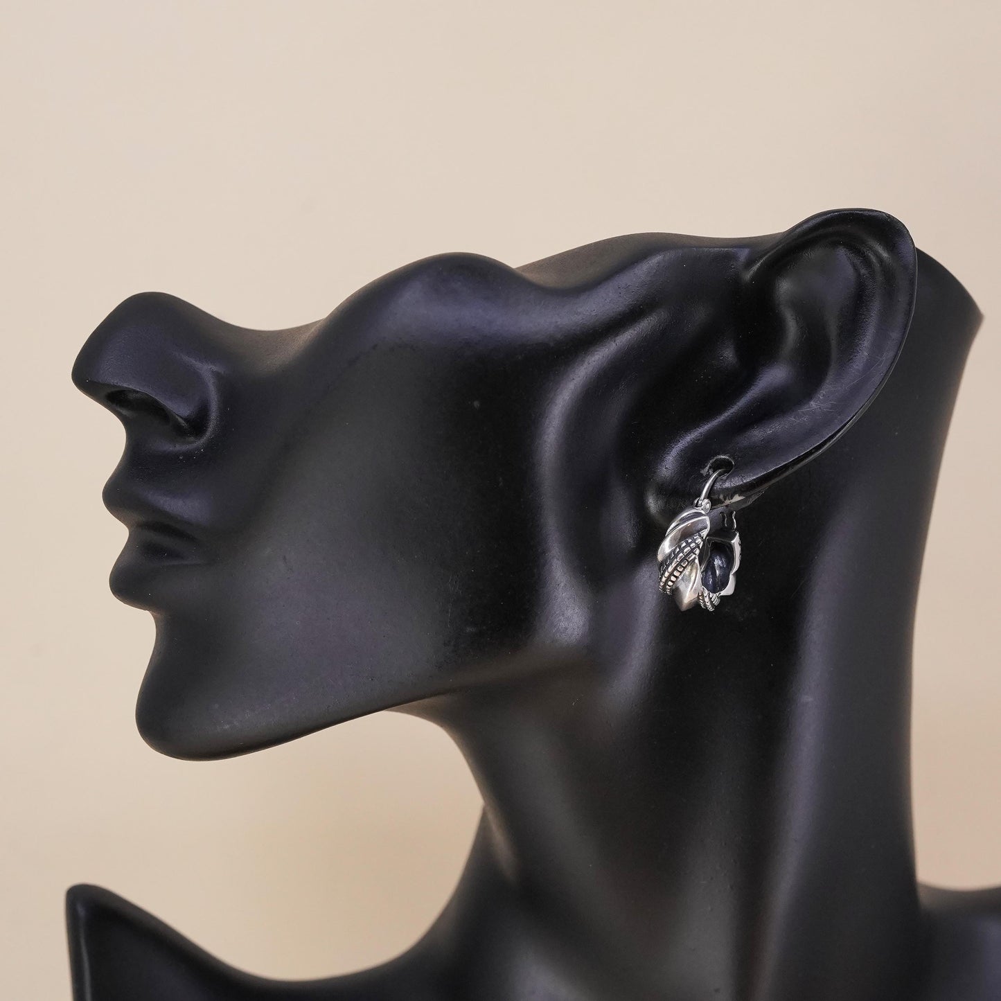 0.75”, Vintage sterling silver single earring, twisted 925 huggie hoop