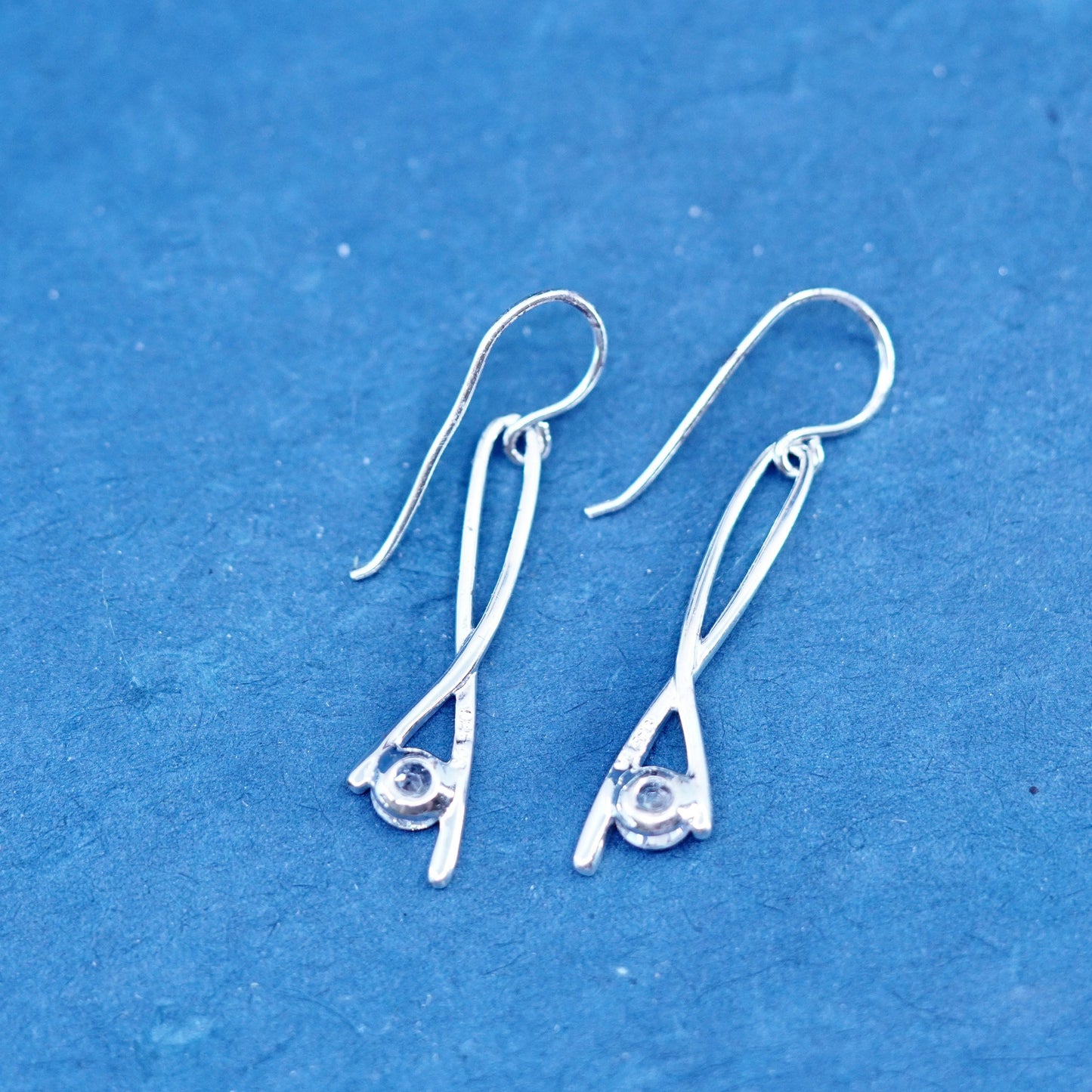 Vintage sterling silver 925 earrings with cz dangles
