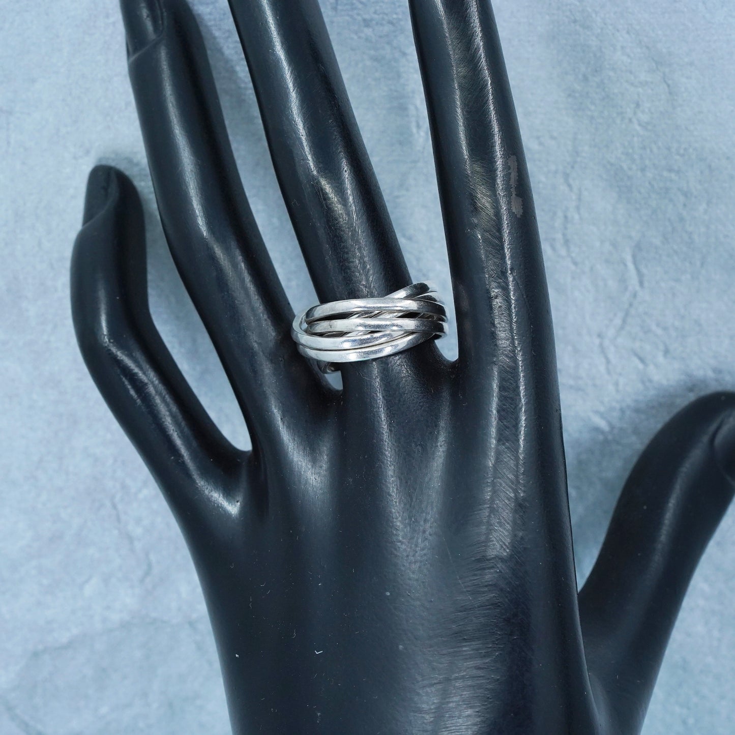 Size 5.5, vintage southwestern Sterling 925 silver entwined ring, multi band