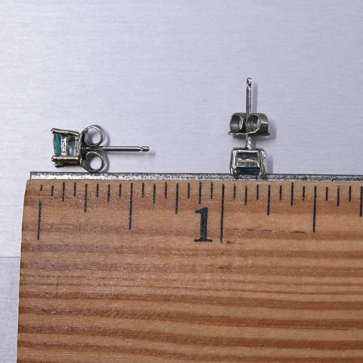 Vintage Sterling 925 silver blue topaz studs, square earrings