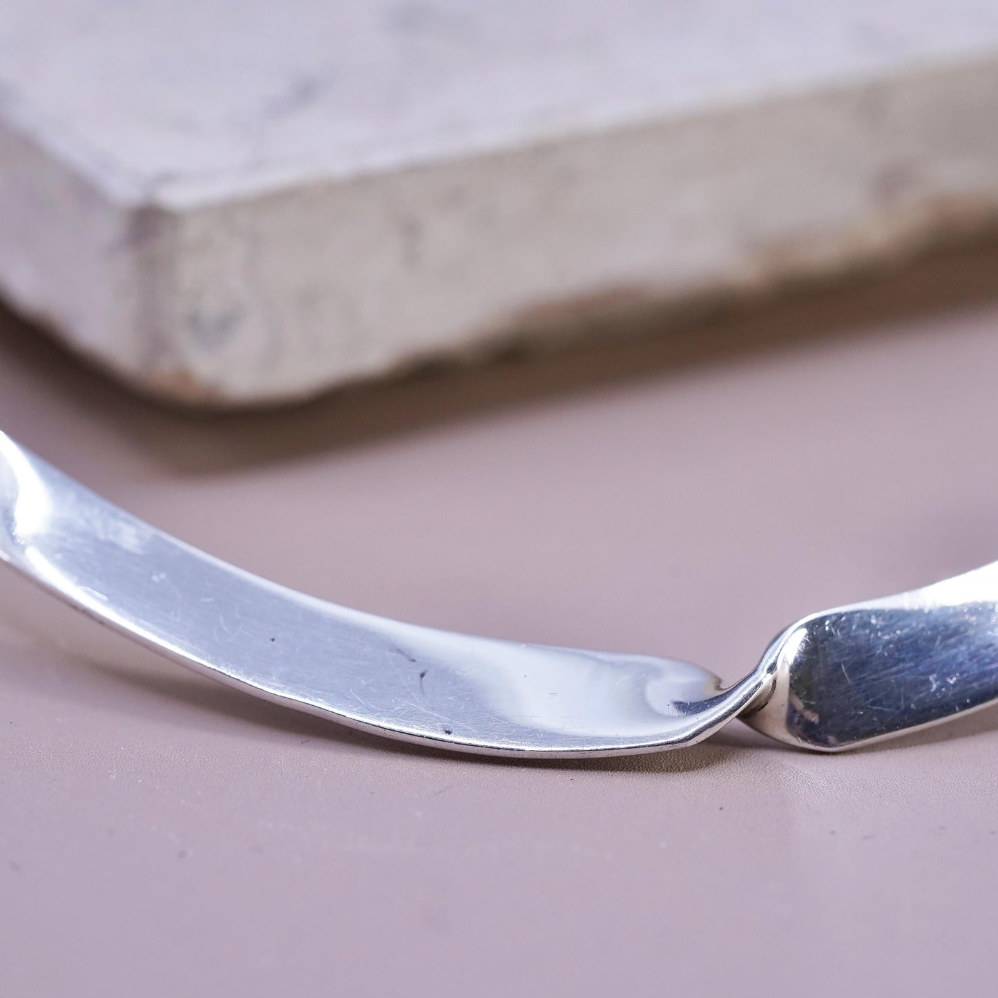 12", VTG Mexican Sterling silver necklace, twisted 925 choker collar necklace