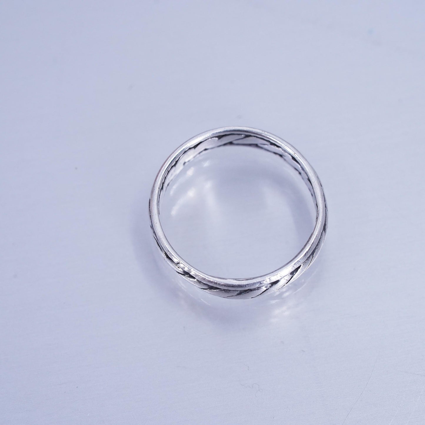Size 5, vintage southwestern Sterling 925 silver statement ring, band w/ cable