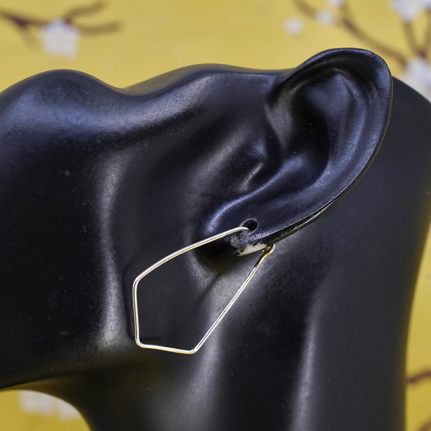 1.5", VTG vermeil gold plated Sterling silver handmade earrings, 925 edgy hoops