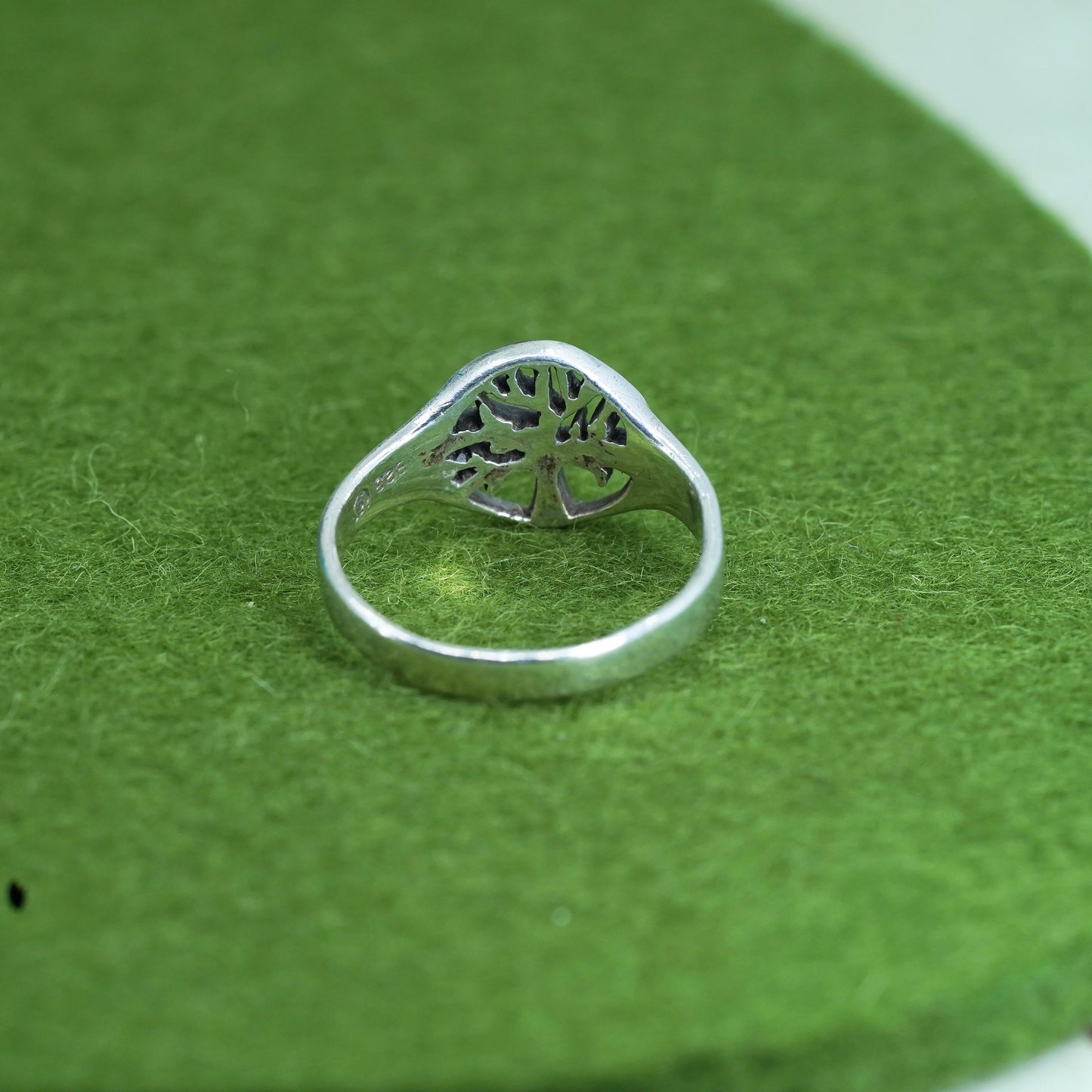 Size 7.25 vintage sterling silver handmade ring, 925 filigree tree band
