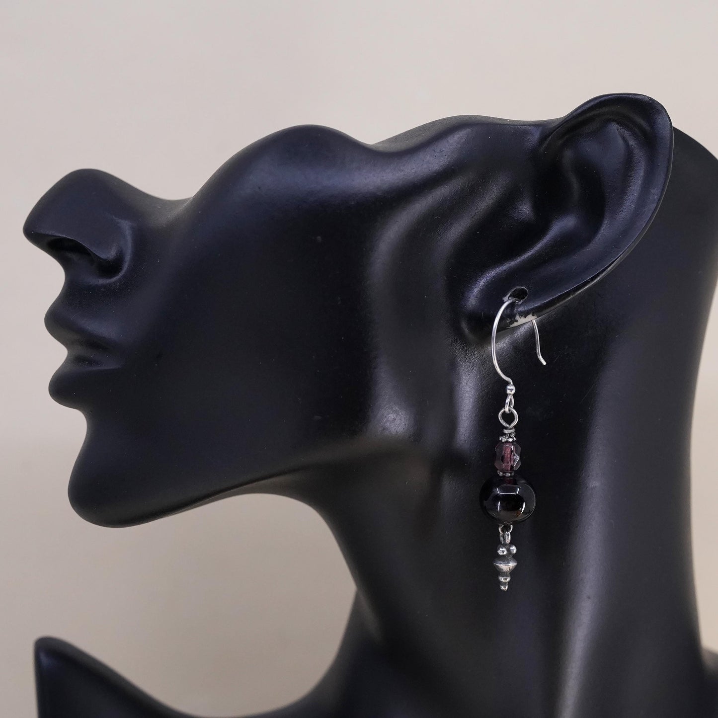 Vintage Sterling 925 silver handmade earrings with amethyst beads
