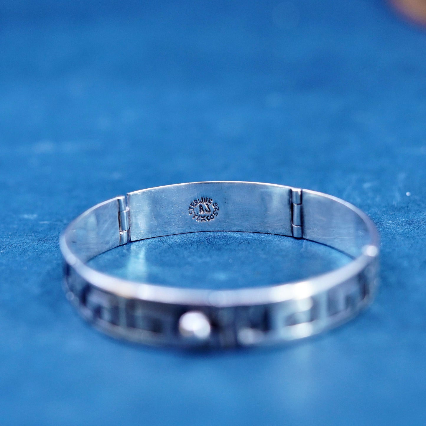 6.5”, Sterling silver handmade bracelet, 925 Greek key pattern tennis chain