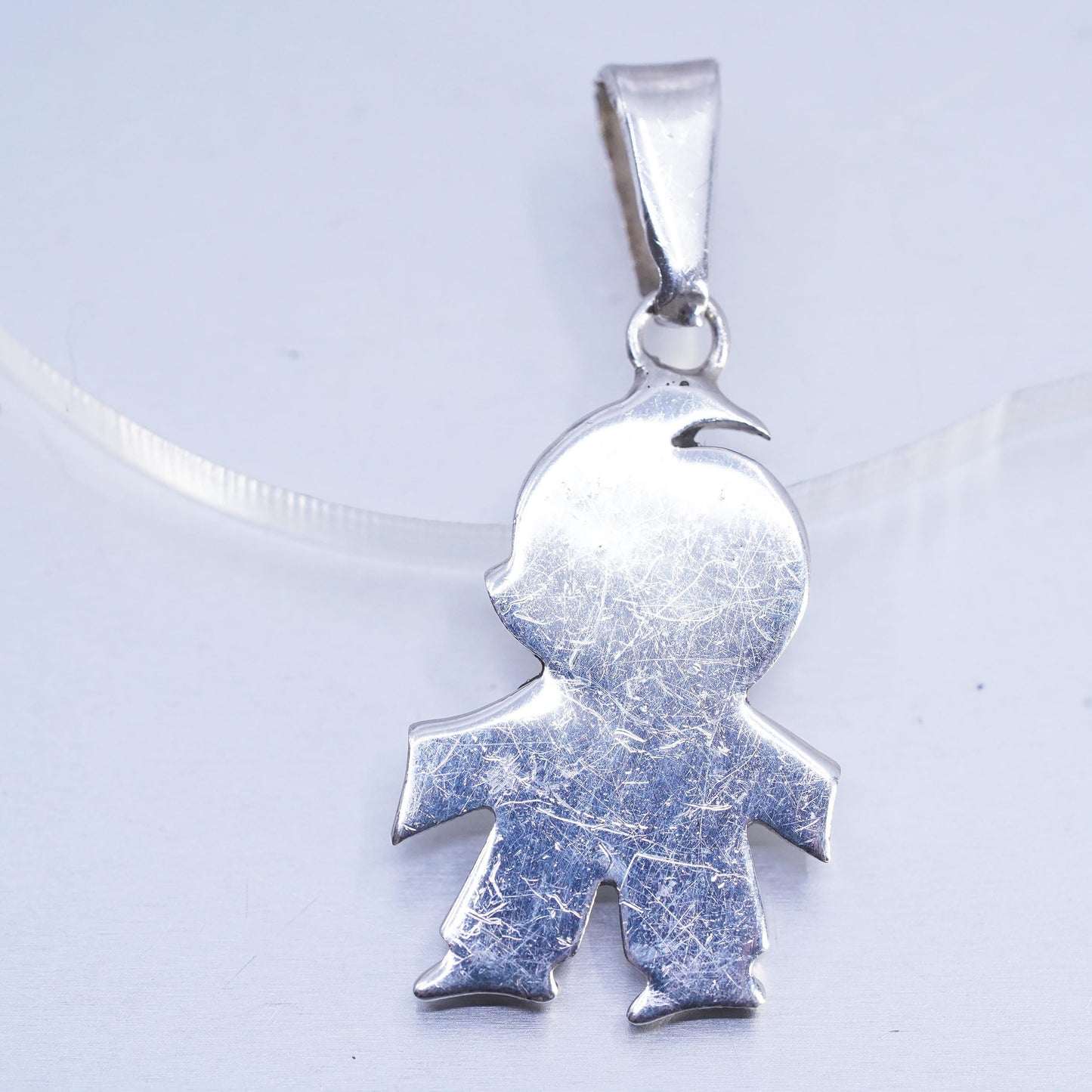 Vintage Mexican sterling 925 silver handmade boy tag pendant charm