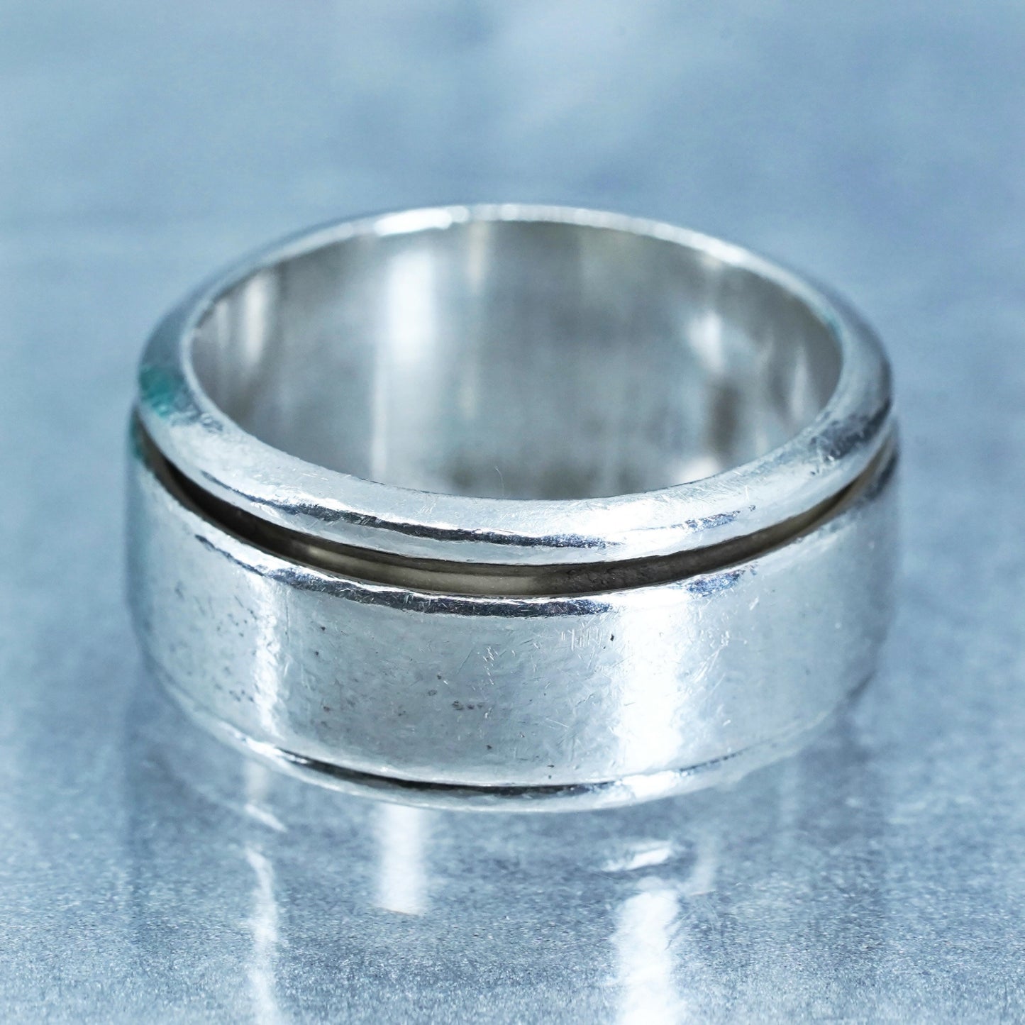 Size 8.75, southwestern Mexican Sterling 925 silver handmade ring, spinner band