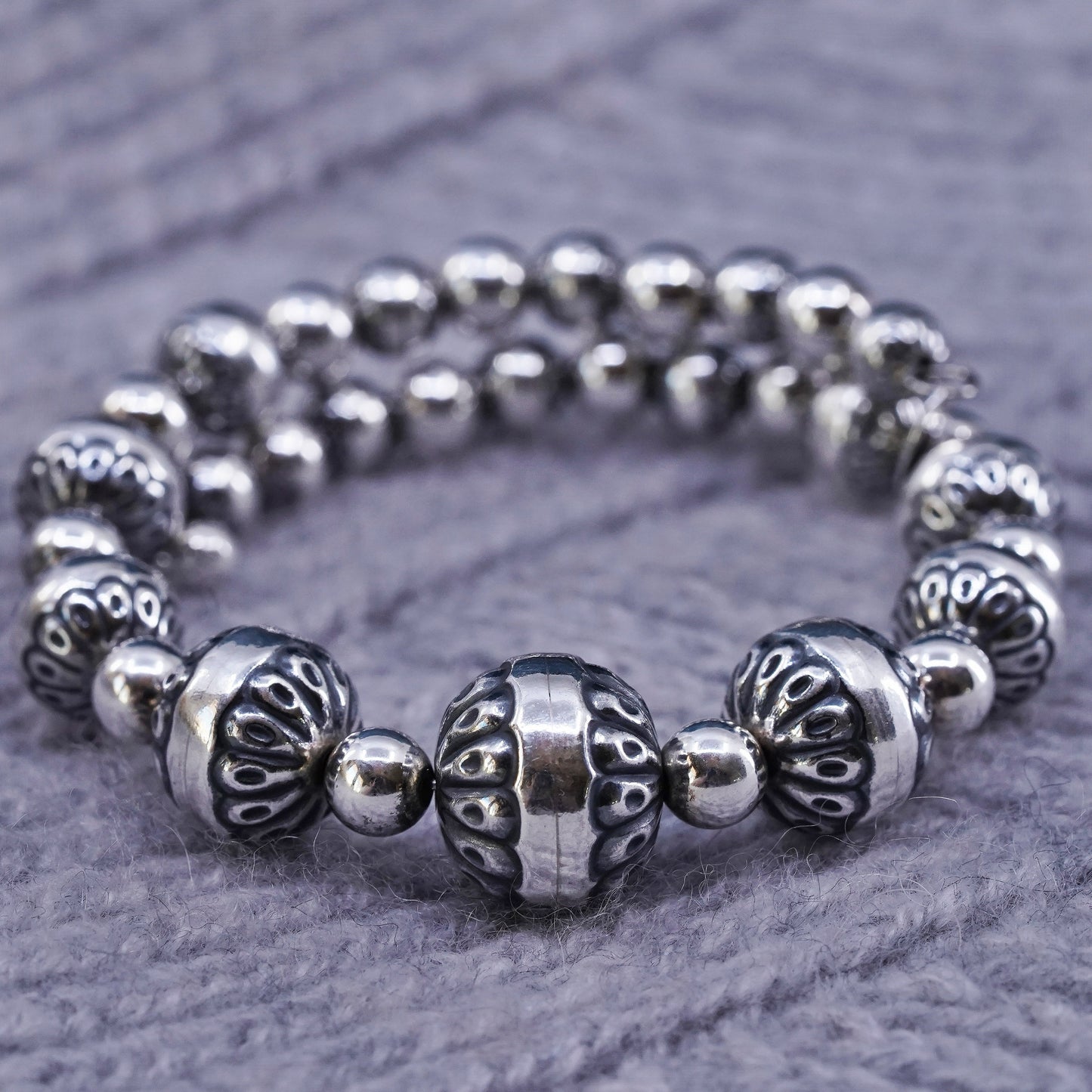 6", Carolyn Pollack Relios sterling silver bracelet, 925 silver bangle beads