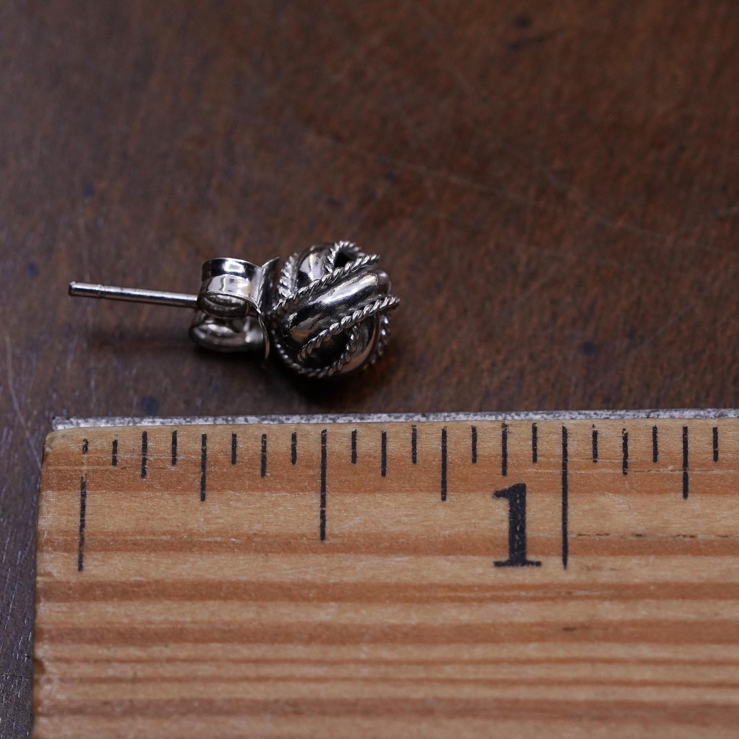 Vintage handmade single earring. Sterling 925 silver 10mm beads stud