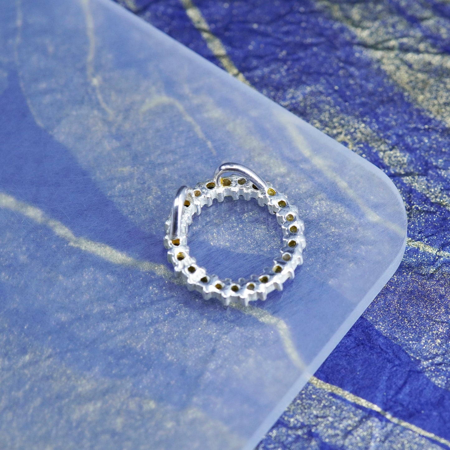 0.5”, Vintage Sterling silver handmade pedant, 925 circle with cluster crystal