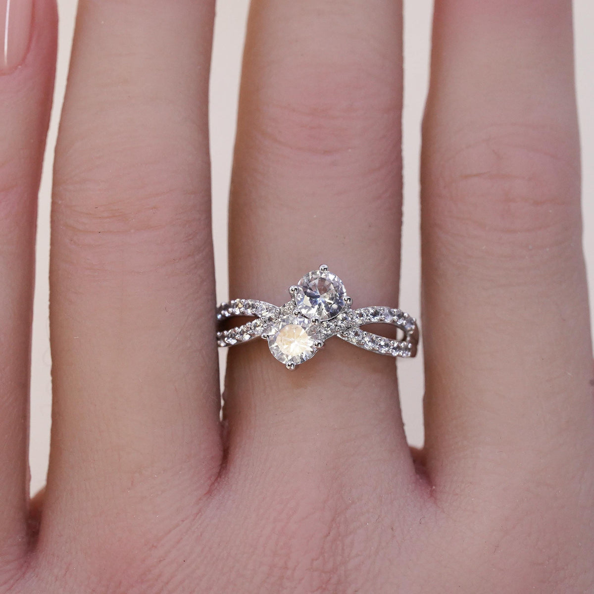 Size 7, Sterling 925 silver engagement ring with cluster CZ and cluster cz