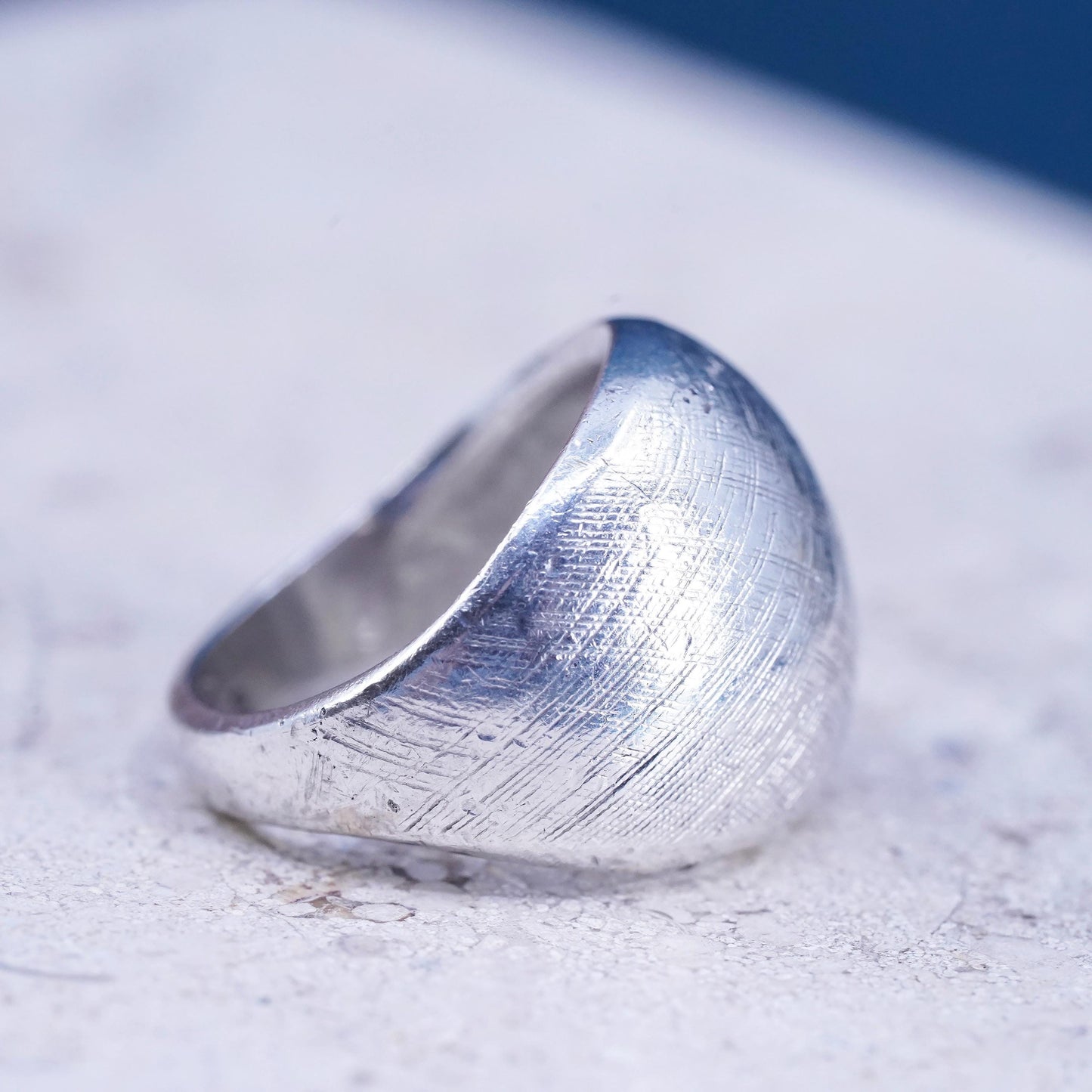 Size 3.5, vintage Sterling silver handmade ring, 925 wide band with textured