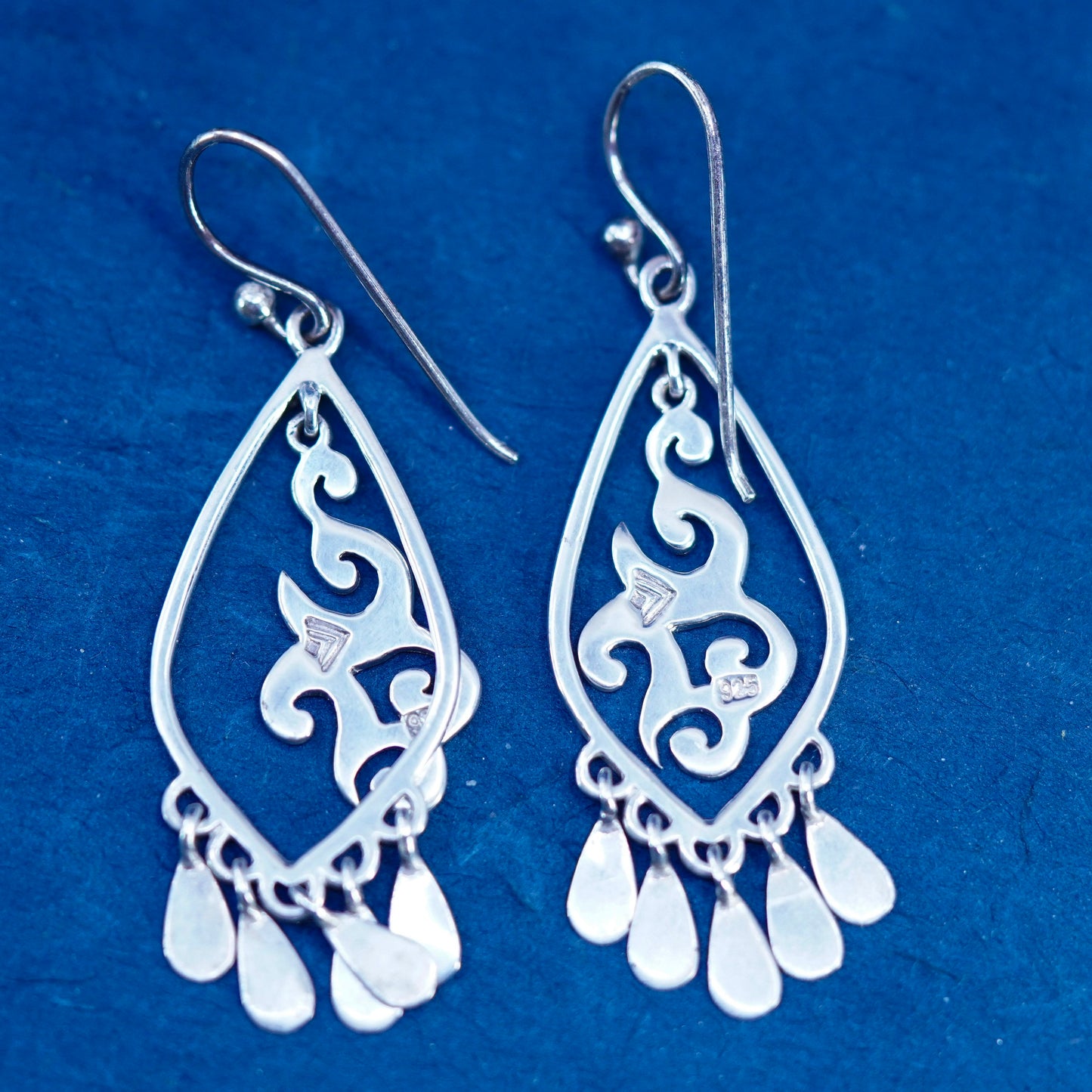 vtg silpada Sterling silver handmade earrings, 925 filigree teardrop dangles