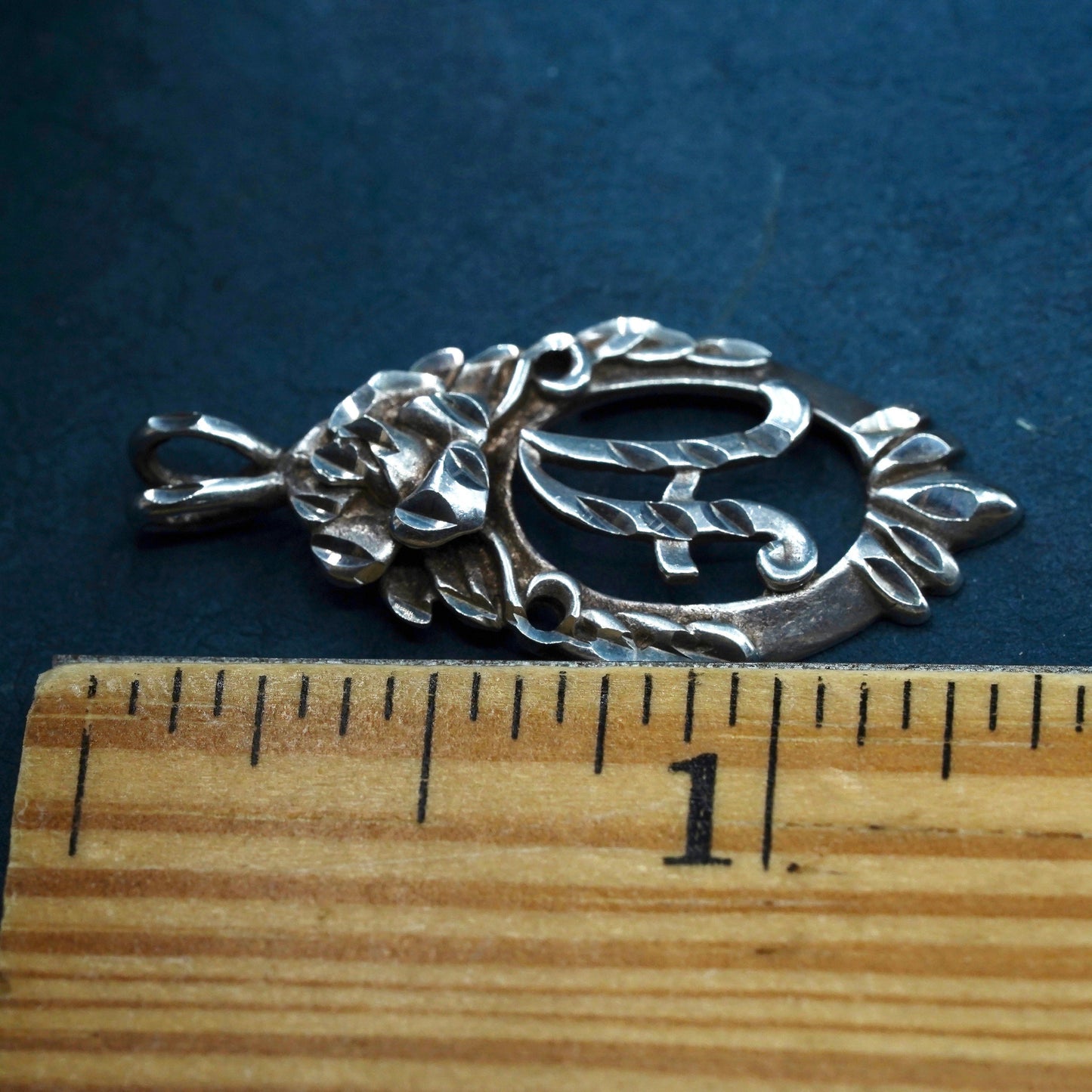 Vintage sterling silver handmade pendant, 925 charm, letter "A"