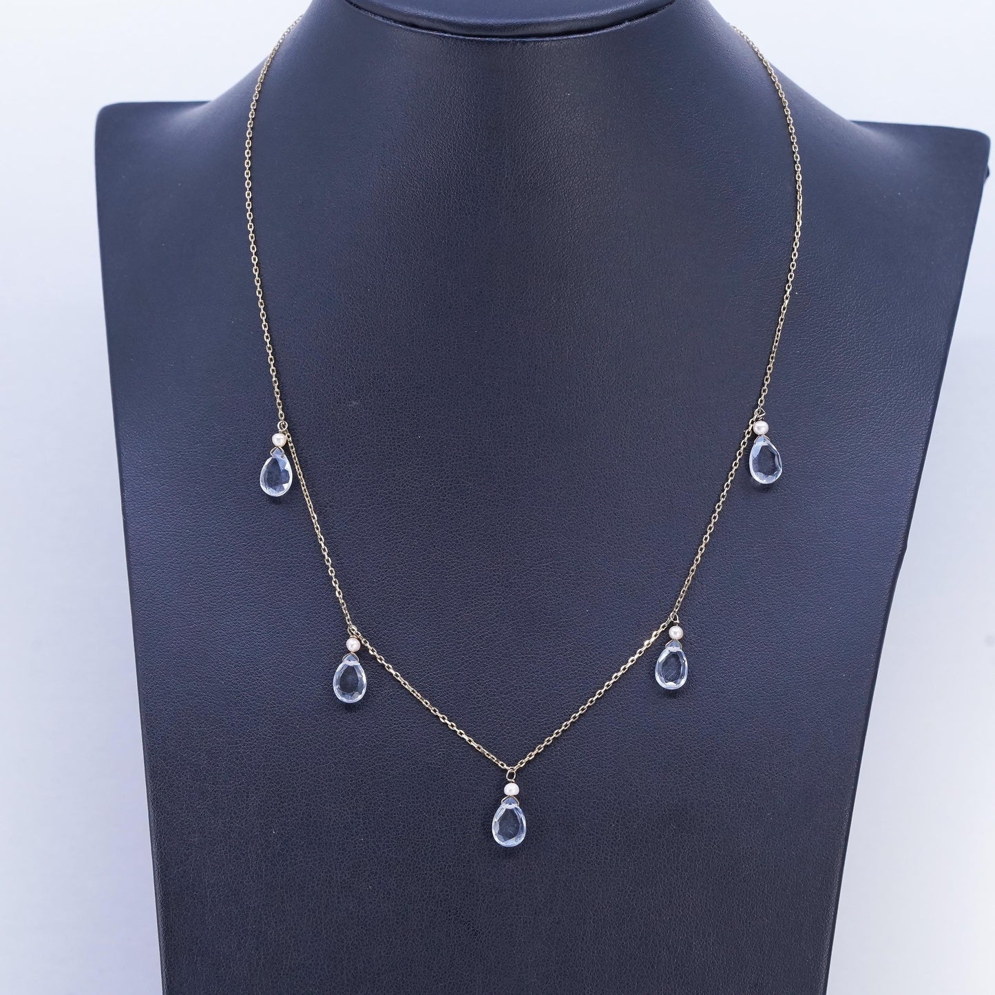 16+2" vermeil gold plated Sterling 925 silver circle necklace teardrop pendant