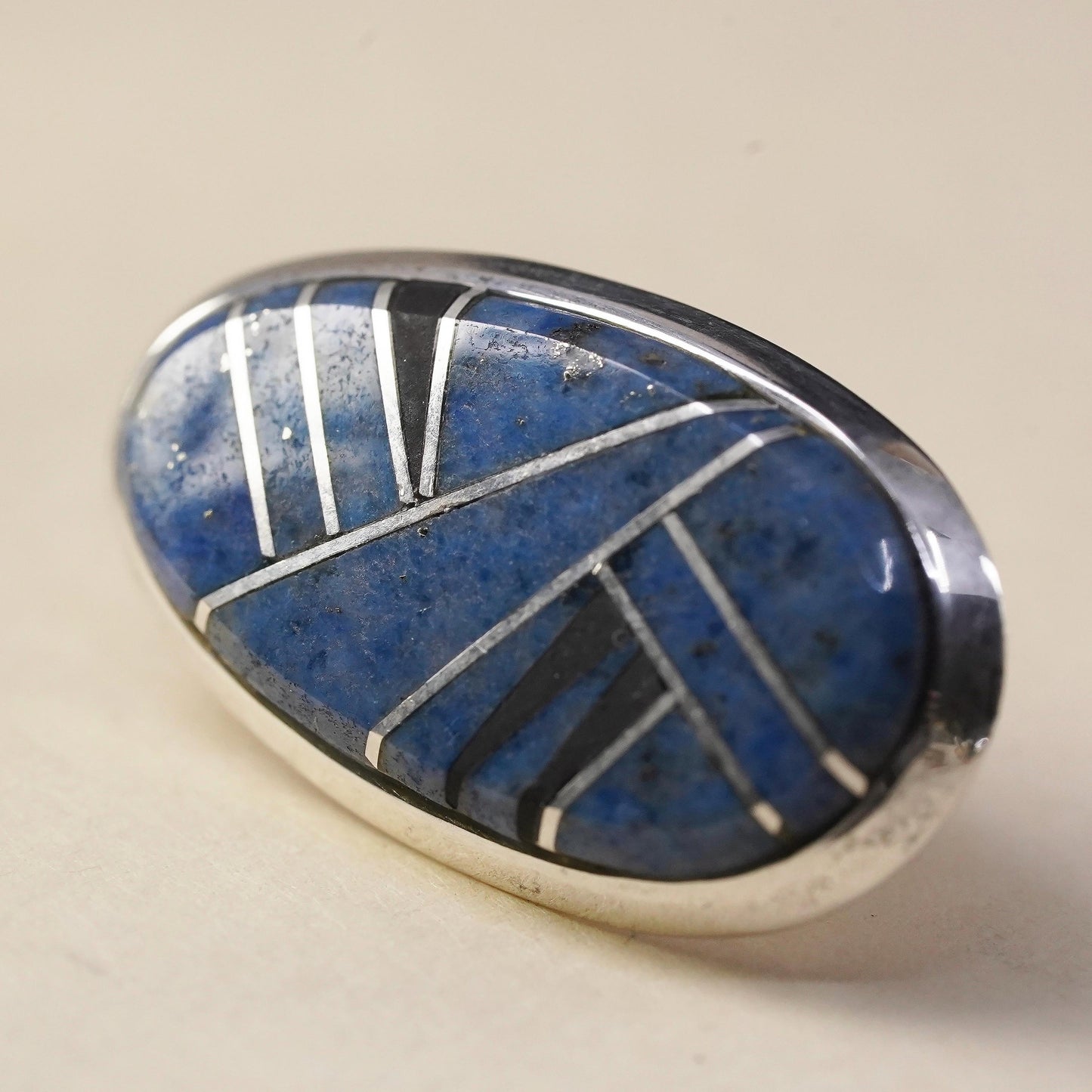 Native American Navajo single earring. Navajo Sterling 925 silver stud lapis