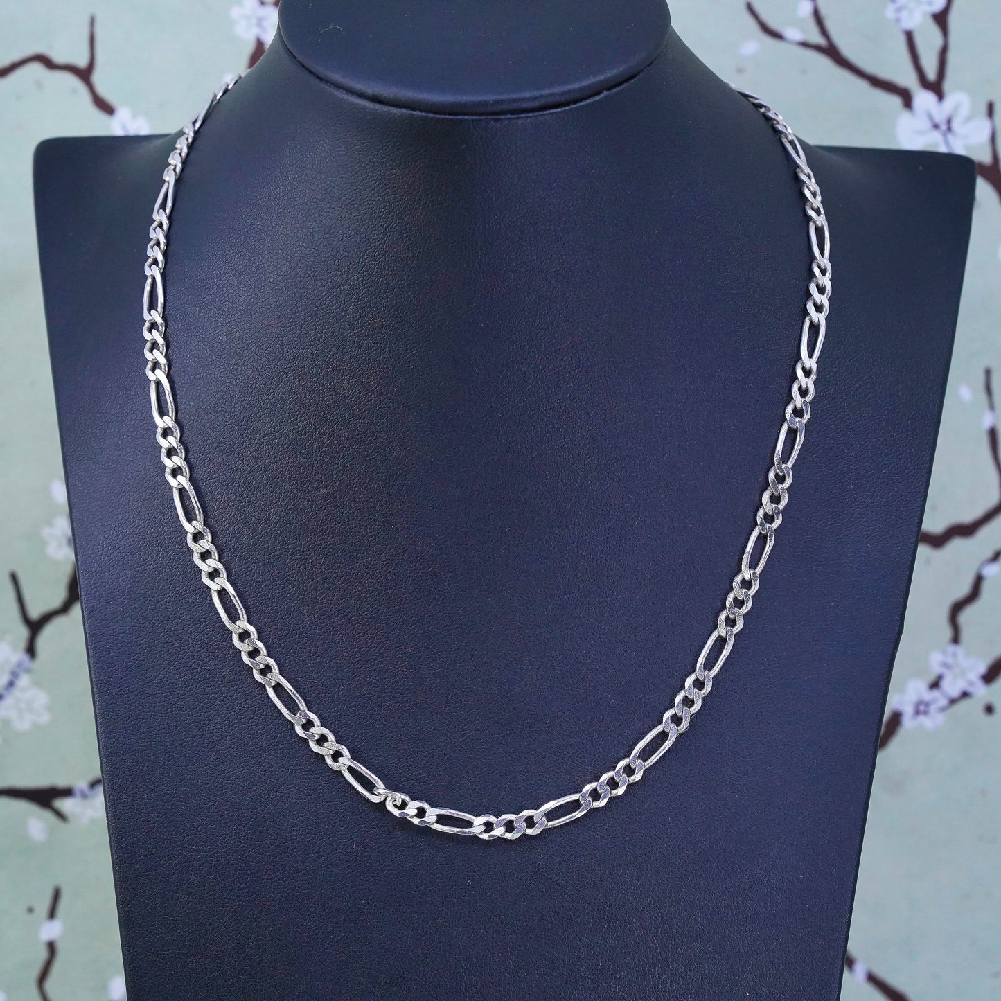 18”, 5mm, Vintage sterling silver figaro chain, bold 925 men’s necklace