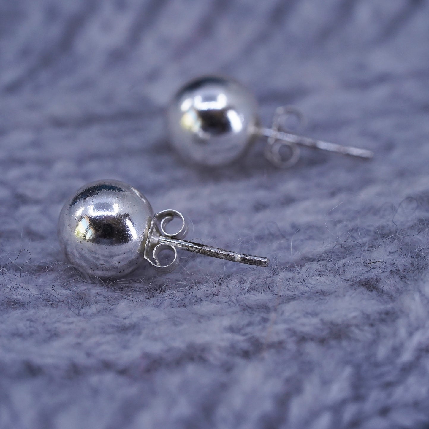 8mm, Vintage sterling silver handmade earrings, 925 studs
