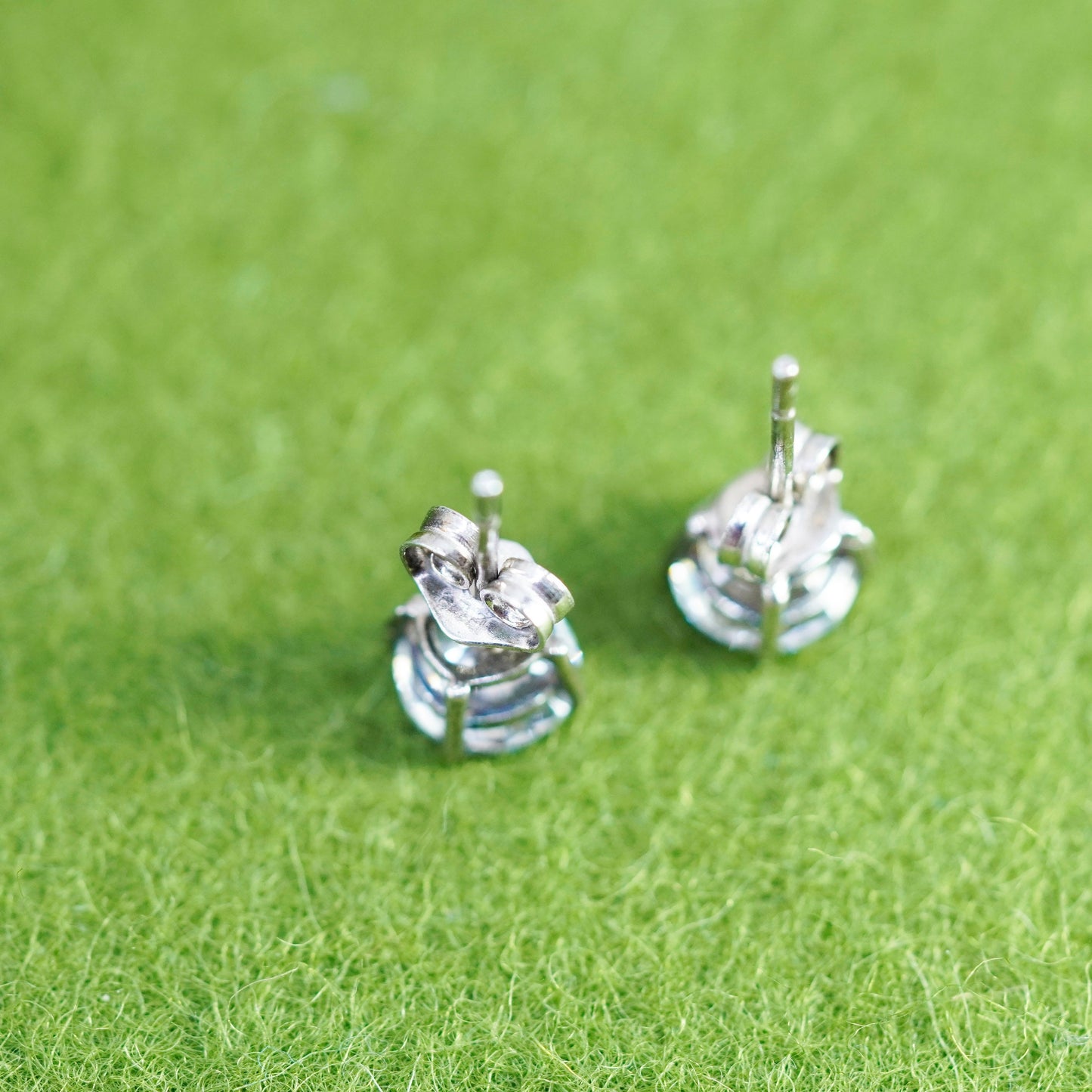 4mm, Vintage sterling silver genuine clear crystal studs, minimalist earrings