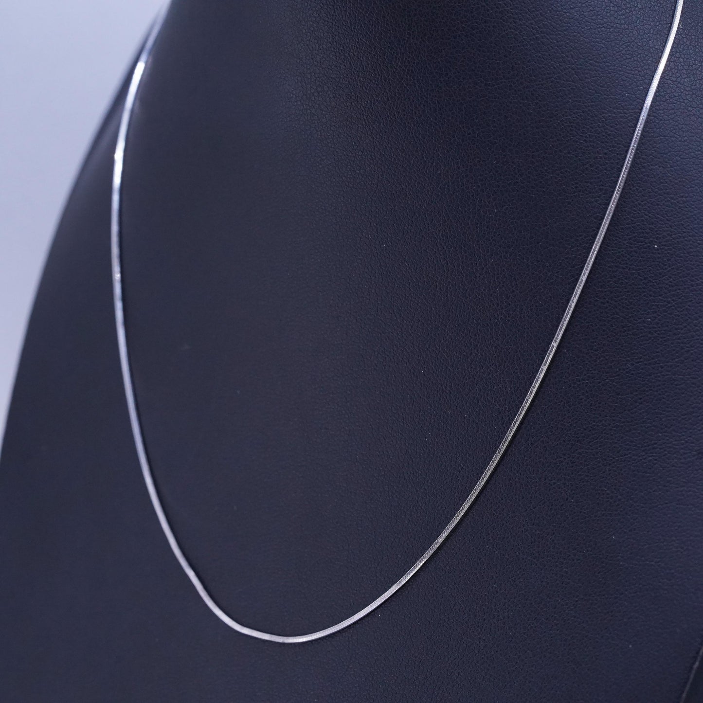 16” 1mm, vintage Sterling 925 silver square snake chain necklace