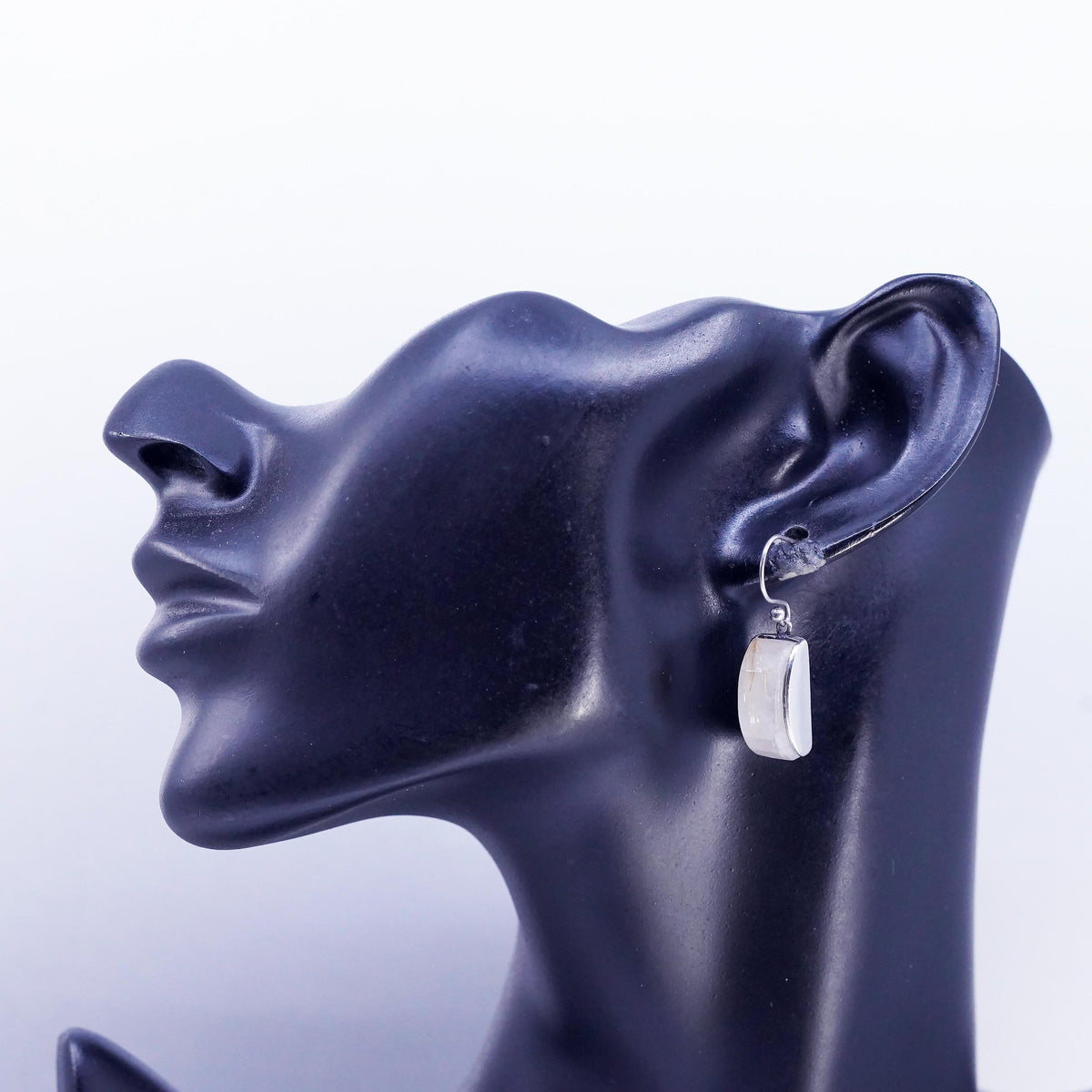 Vintage Modern Golden Rutilated Quartz Earrings, Sterling Silver 925 Dangles