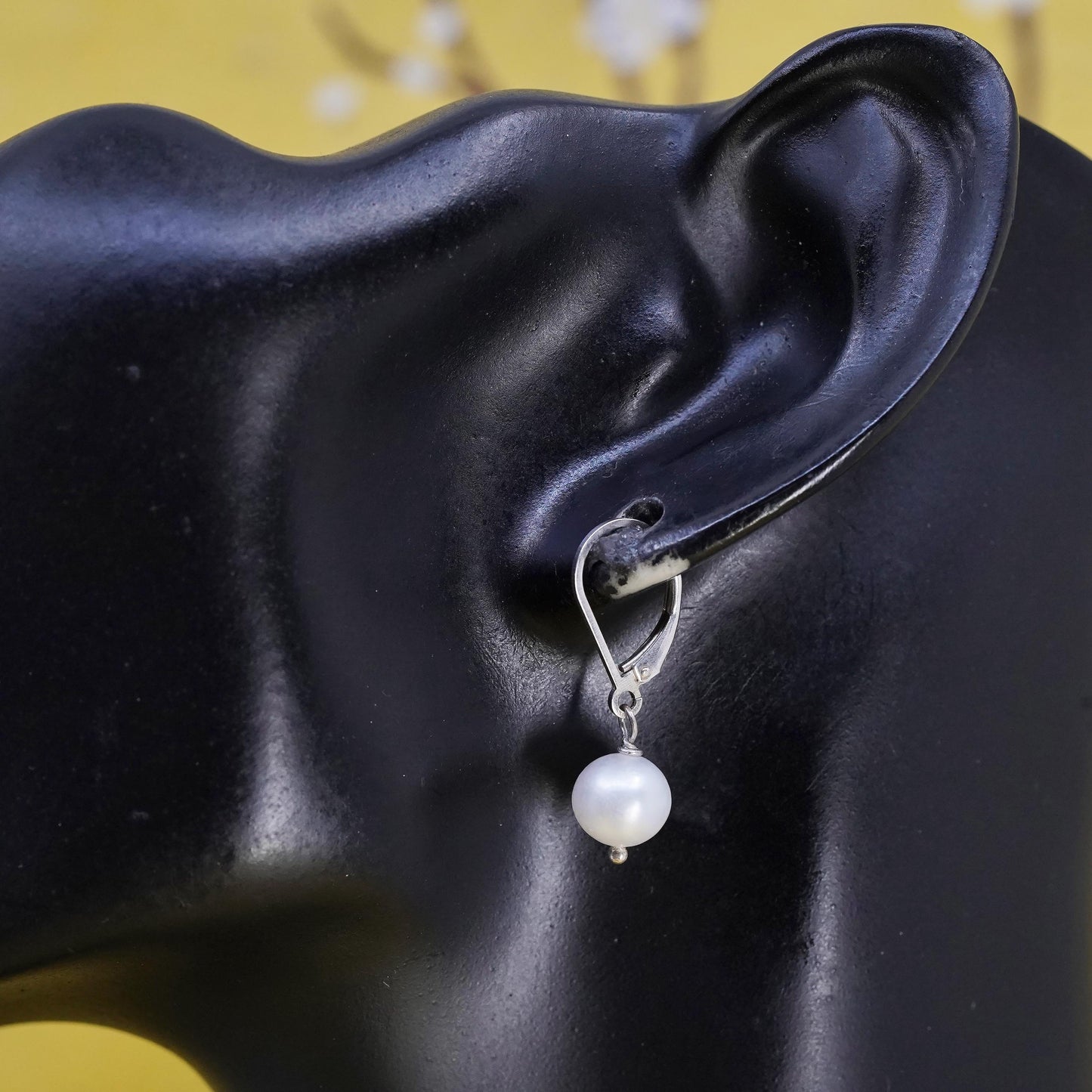 Vintage Sterling 925 silver handmade earrings with pearl drops and lever back