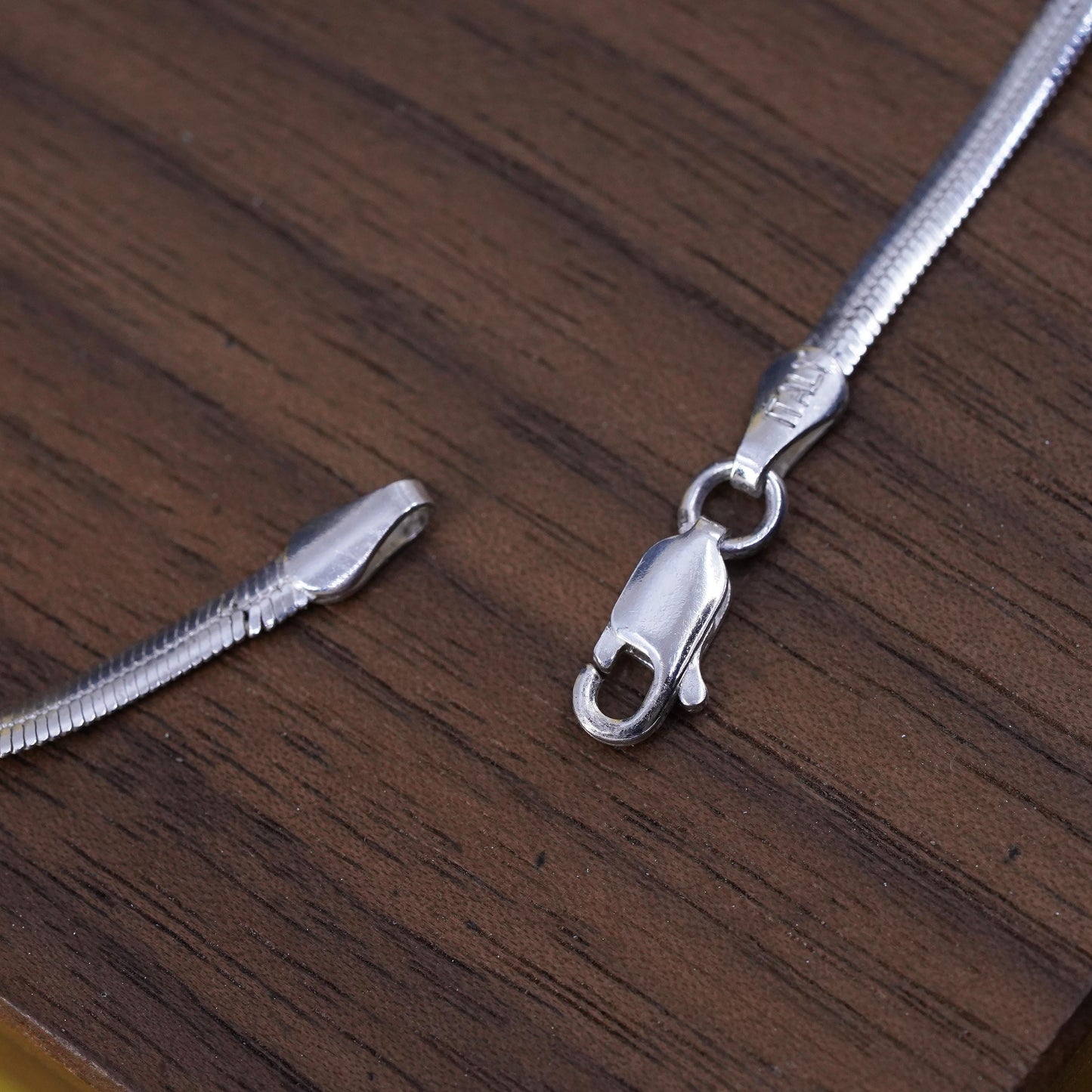 24", Italian Sterling silver necklace, 925 flatten snake chain toggle closure