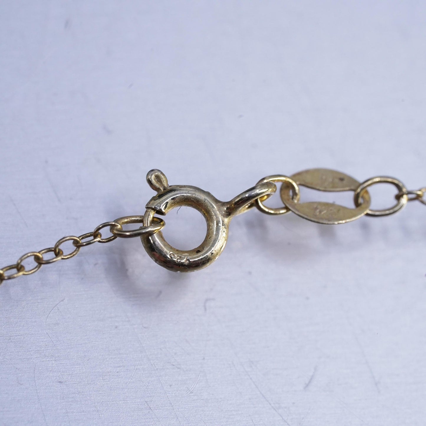 18", vintage vermeil gold over Sterling 925 silver handmade circle necklace