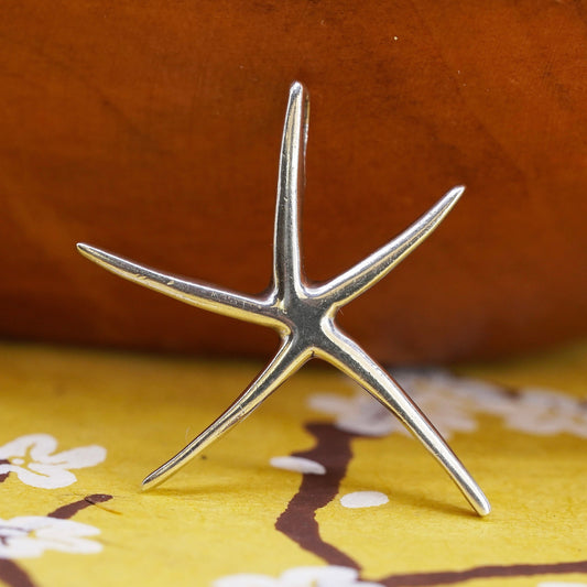 Vintage sterling silver handmade pendant, 925 star, starfish, unique