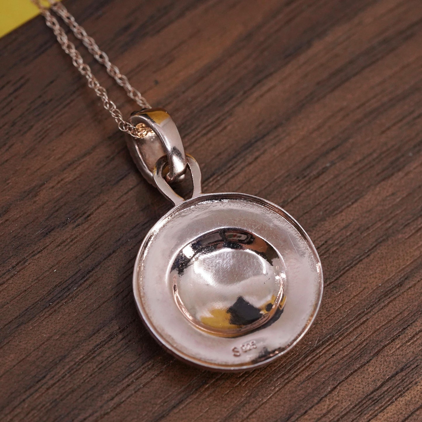 18”, vermeil rose gold Sterling silver necklace, 925 cluster crystal pendant