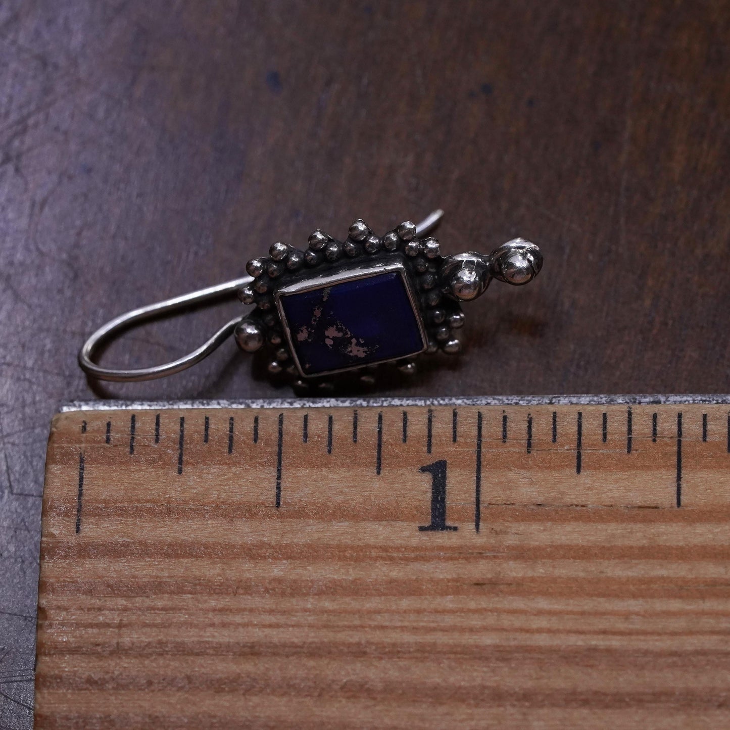Southwestern sterling silver 925 handmade single earring with lapis lazuli