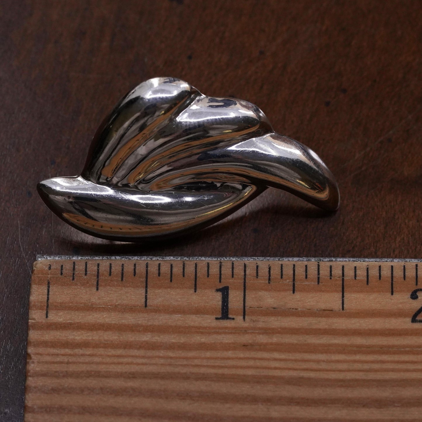 Vintage handmade single earring. Sterling 925 silver ribbed stud