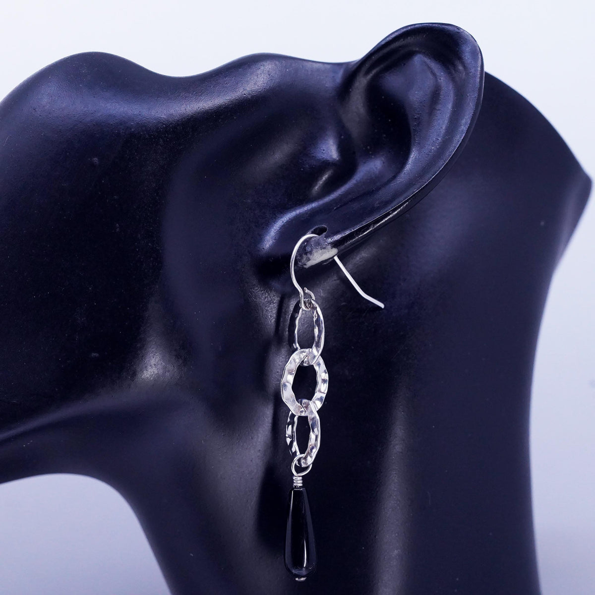 Silpada W1281 Sterling 925 Silver & Black Onyx French Wire Drop Earrings
