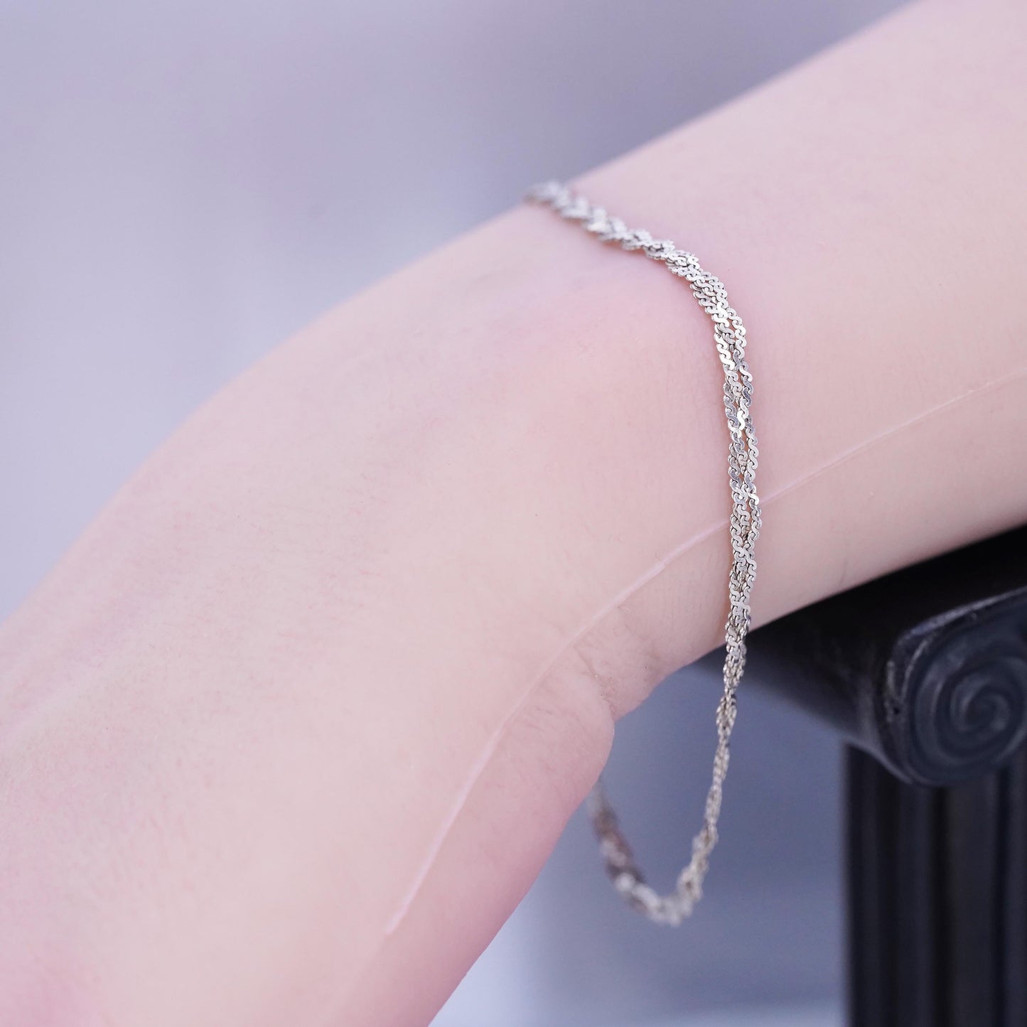 7.25”, 3mm, Vintage Italian Sterling 925 silver woven S link bracelet