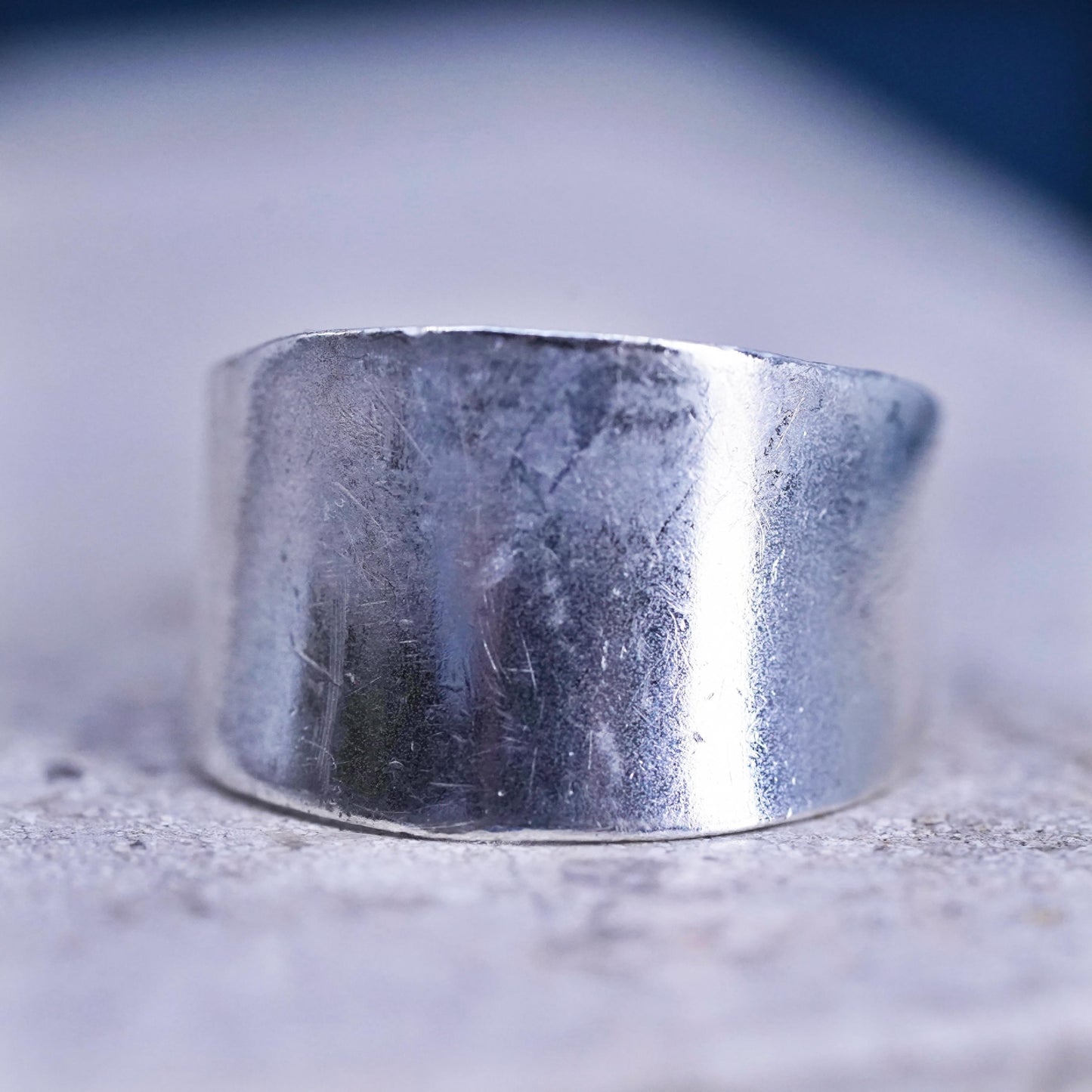 Size 5.75, vintage Sterling silver handmade ring, wide 925 band